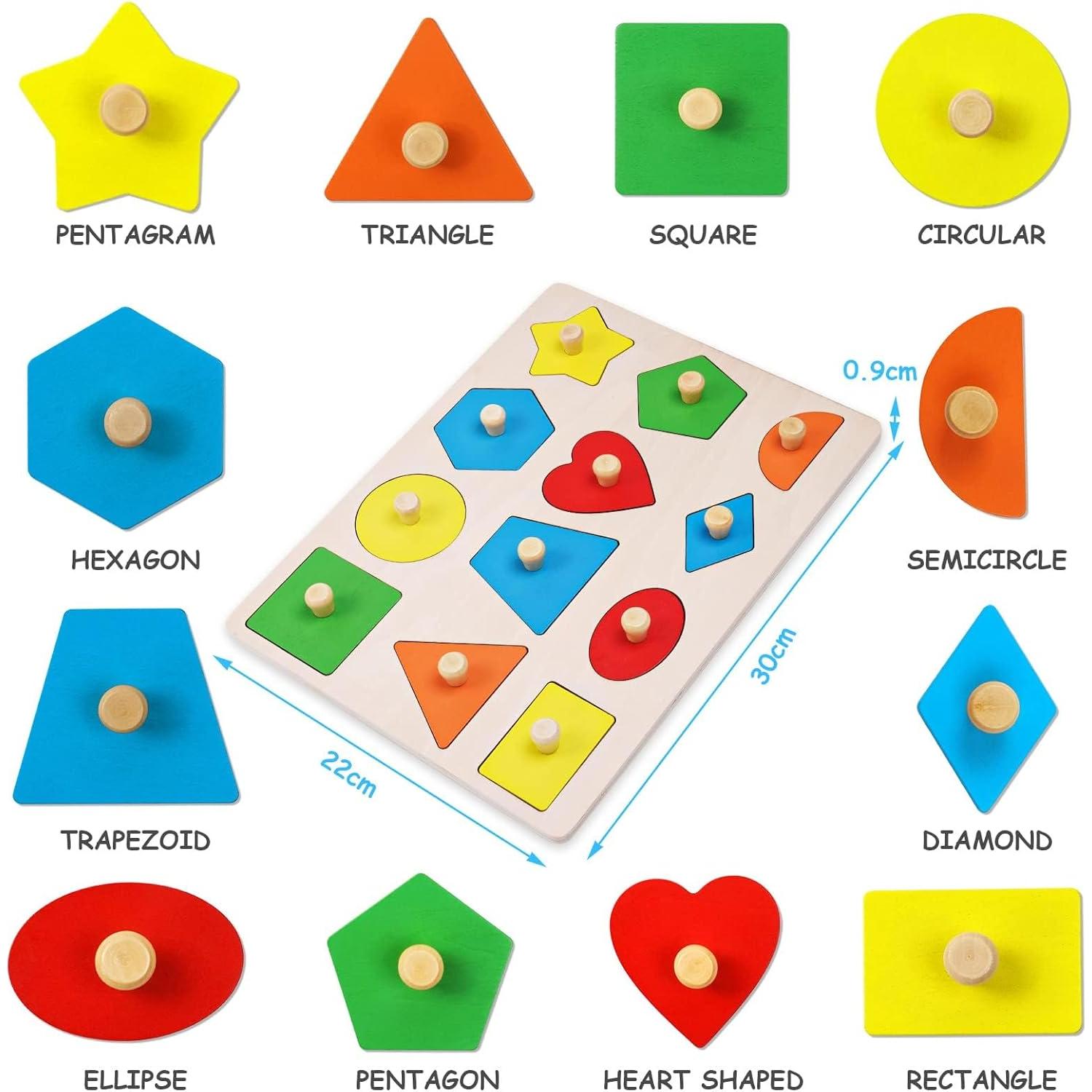 Rompecabezas de Madera Aucuu Geométrico 30x22cm Colorido