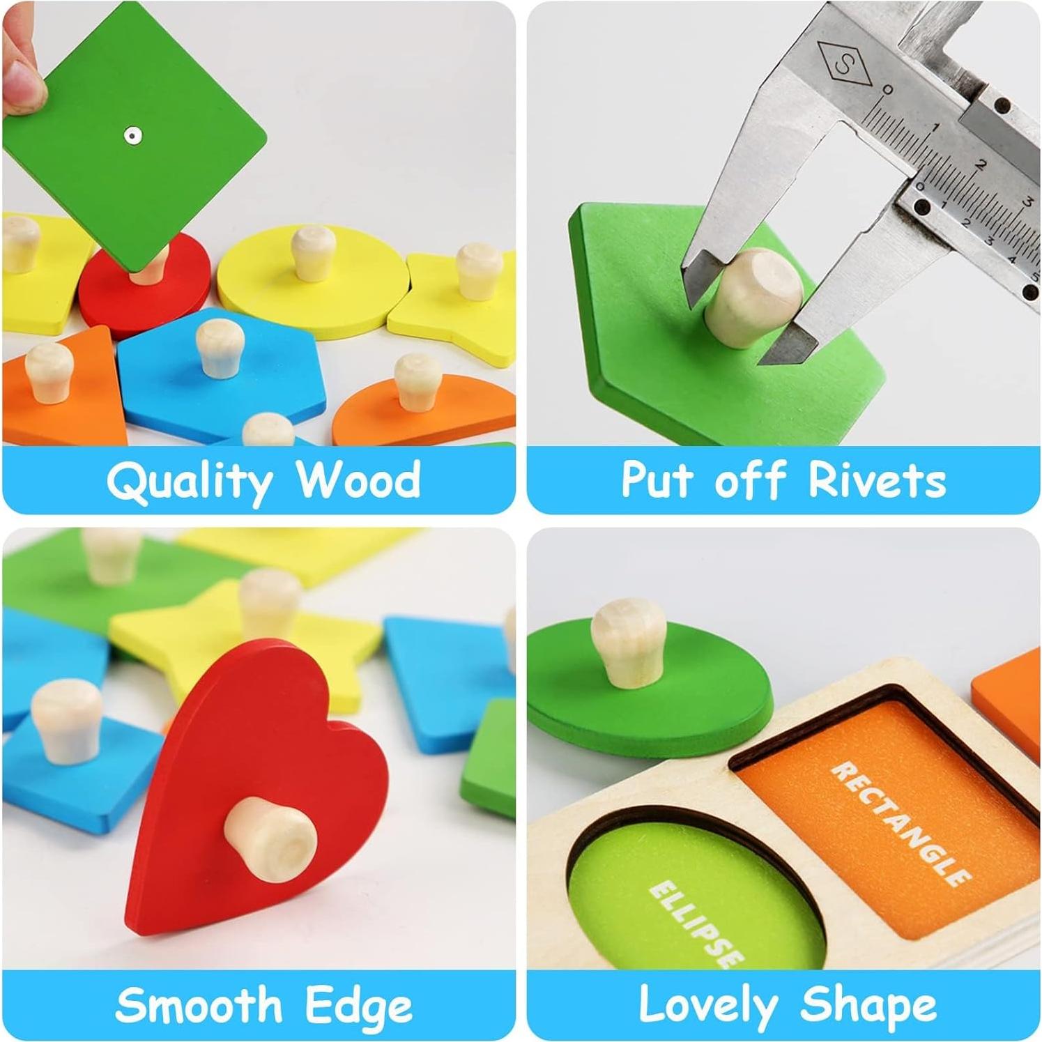 Rompecabezas de Madera Aucuu Geométrico 30x22cm Colorido