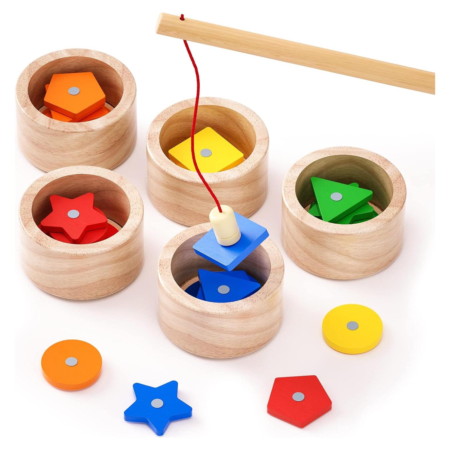 Juguete Montessori Boby 2-en-1 Clasificación y Pesca Madera