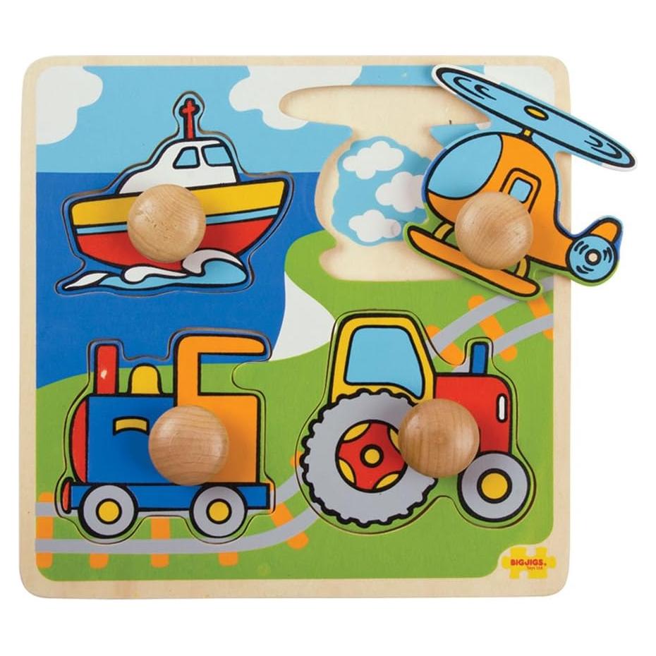 Rompecabezas de Madera Bigjigs Toys - Transporte para Niños 1 Año