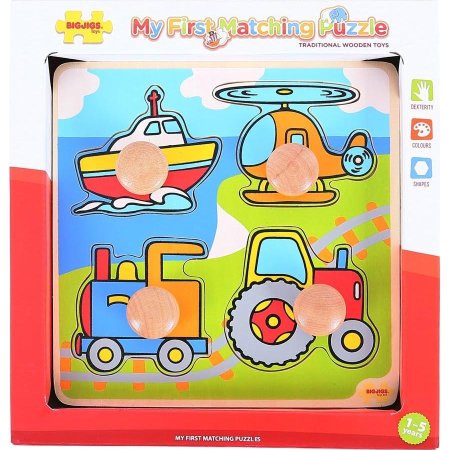 Rompecabezas de Madera Bigjigs Toys - Transporte para Niños 1 Año