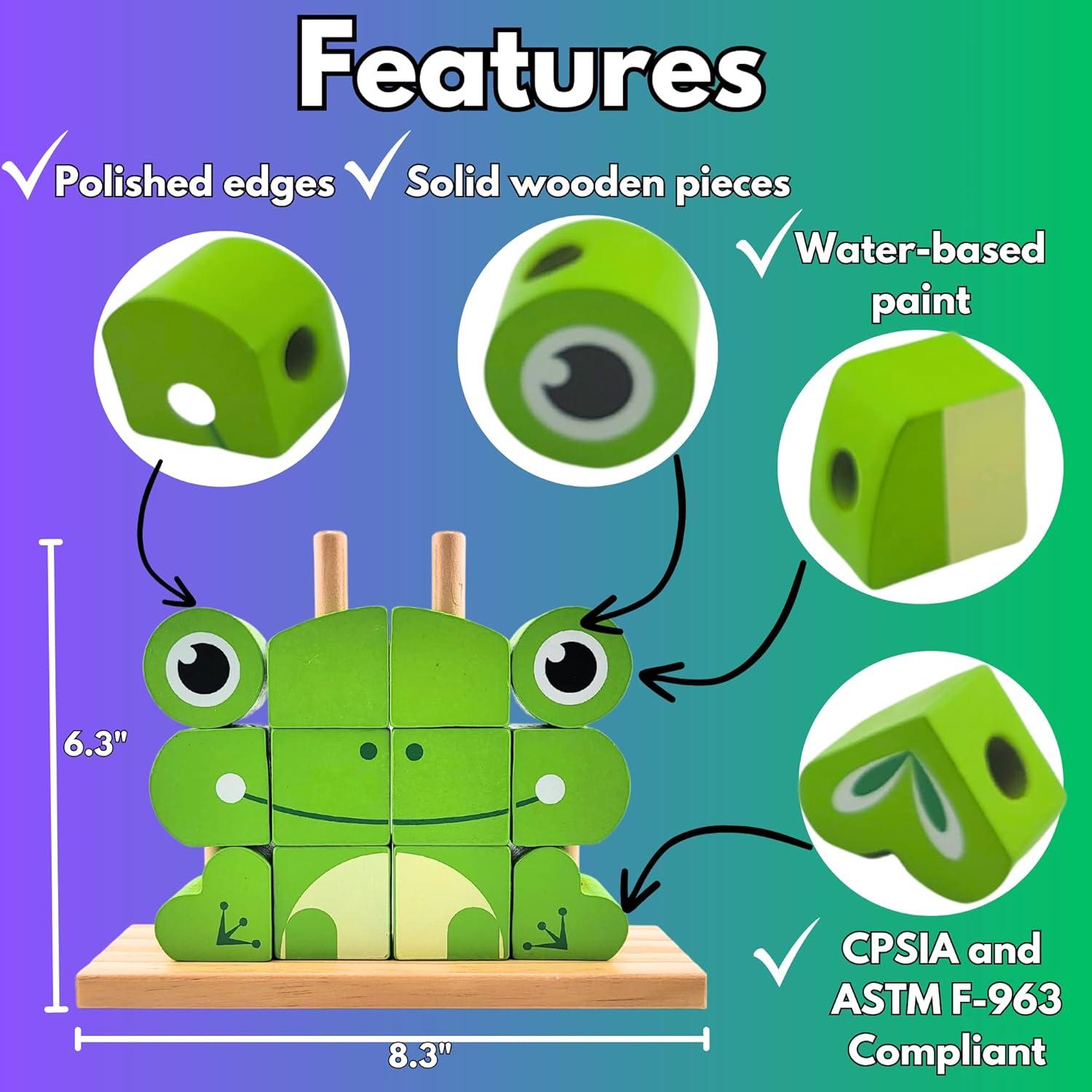 Rompecabezas de Madera NUGEMS Rana Verde 3D Educativo 3-6 Años