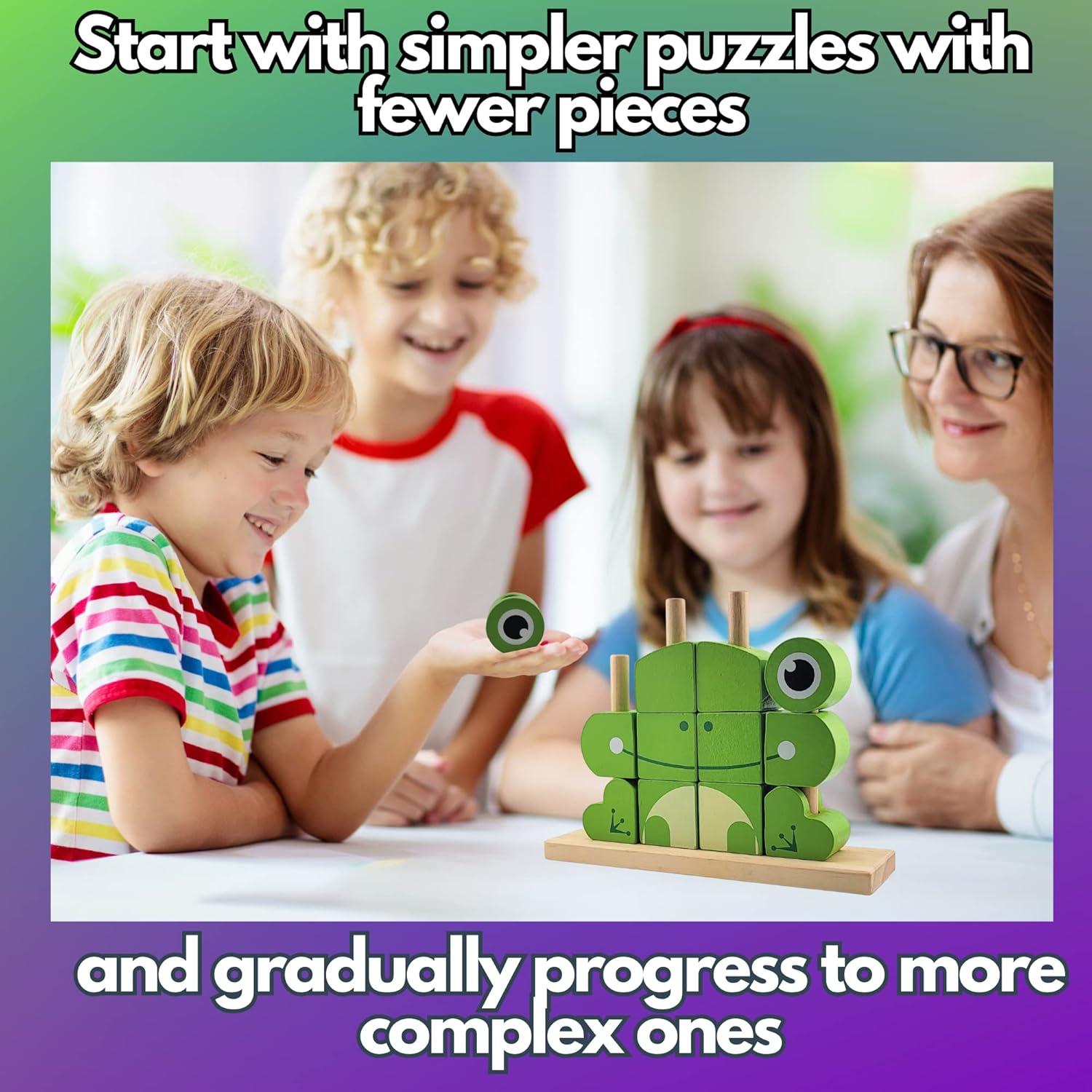 Rompecabezas de Madera NUGEMS Rana Verde 3D Educativo 3-6 Años