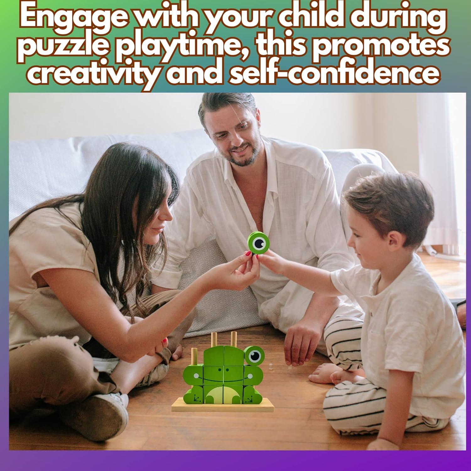 Rompecabezas de Madera NUGEMS Rana Verde 3D Educativo 3-6 Años