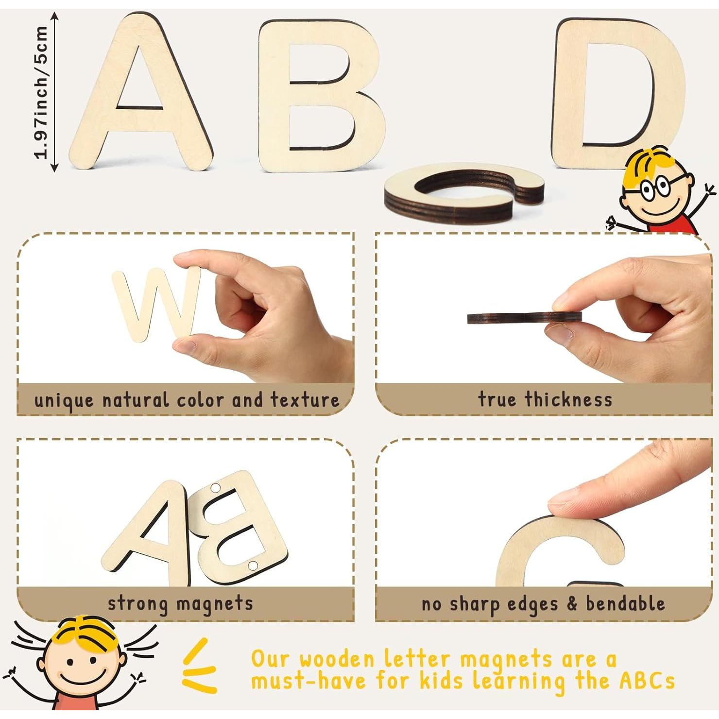 Letras Magnéticas de Madera Xuhal - 52 Piezas para Aprendizaje