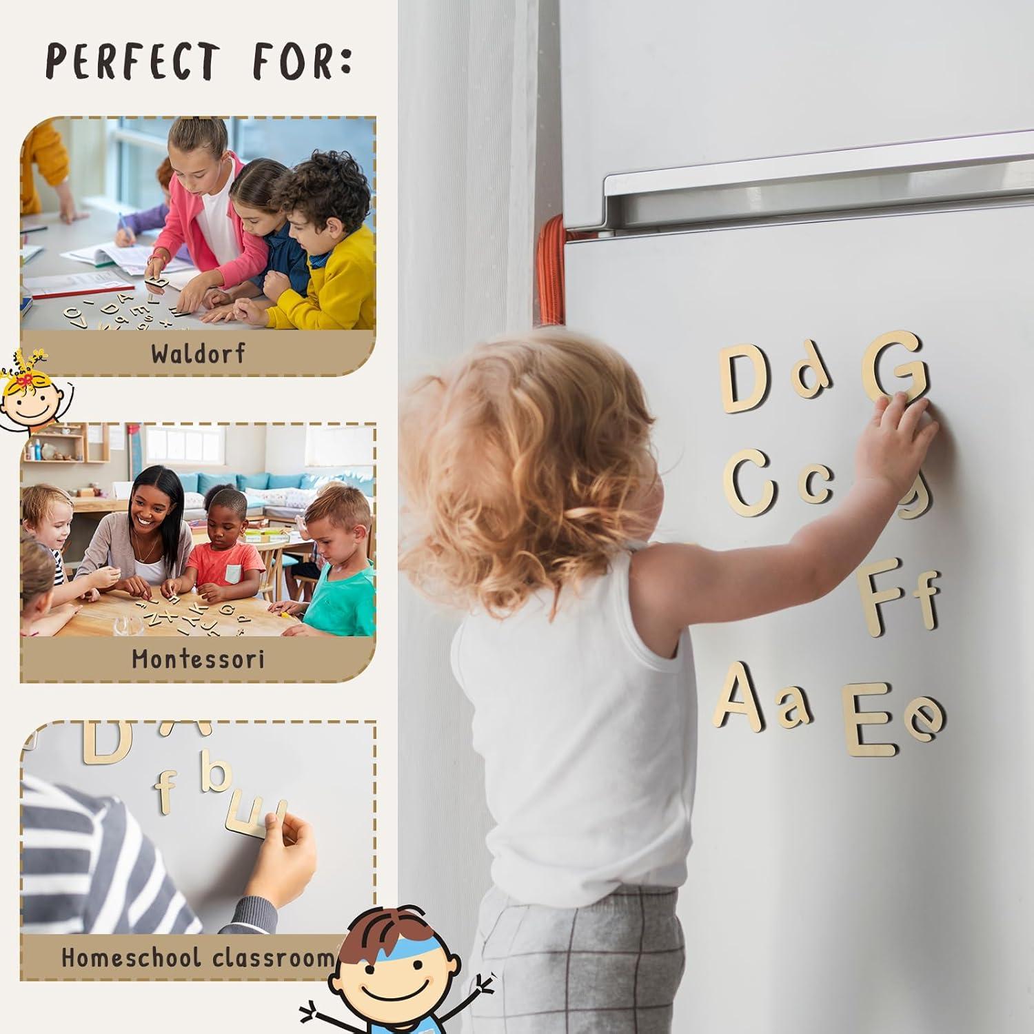 Letras Magnéticas de Madera Xuhal - 52 Piezas para Aprendizaje