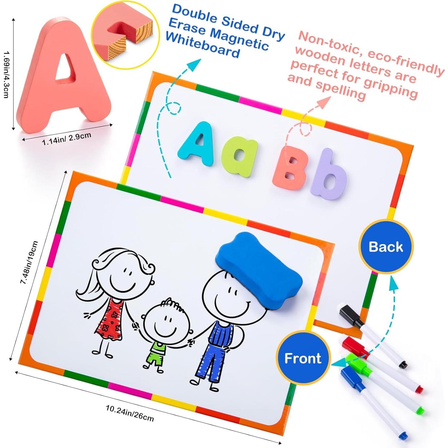 Juego de Letras Magnéticas Sundaymot 310 Piezas Madera