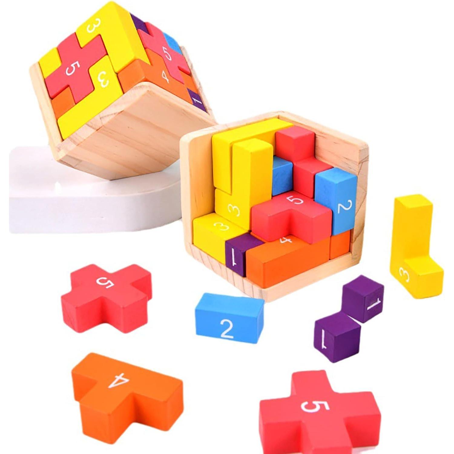Bloques de Rompecabezas de Madera ALaLatois 20 Piezas 3D Educativos