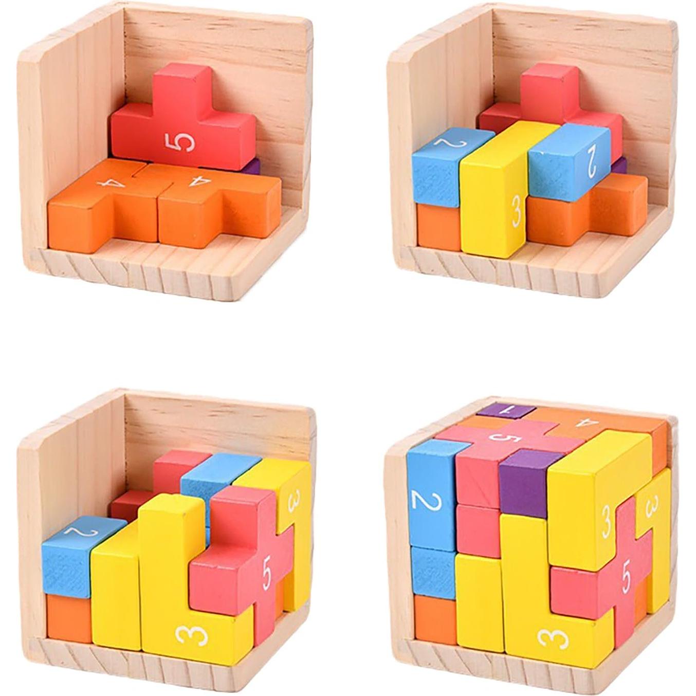 Bloques de Rompecabezas de Madera ALaLatois 20 Piezas 3D Educativos