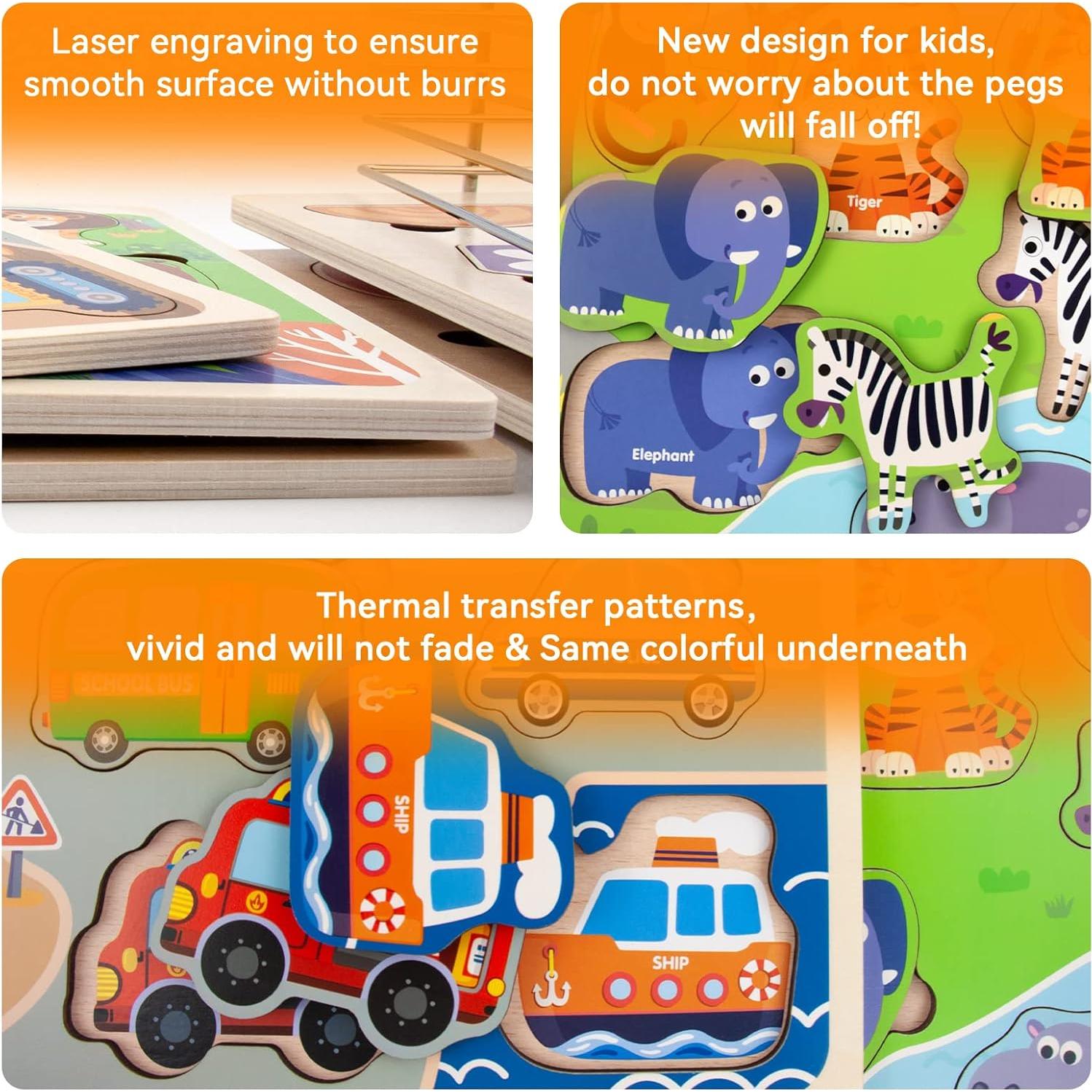 Rompecabezas de Madera Educativo WOOD CITY para Niños 3-6 Años