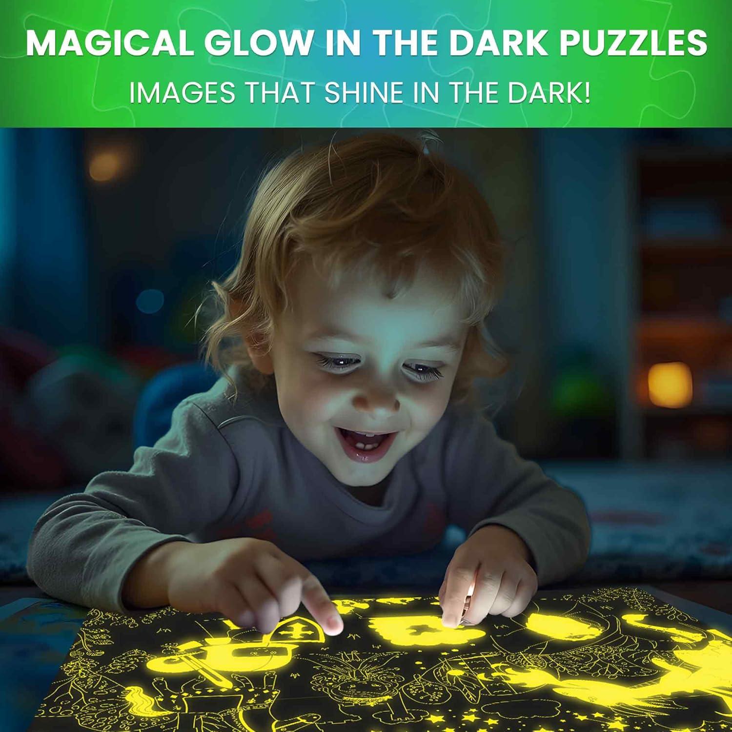 Rompecabezas Brillantes QUOKKA 4x100 Piezas Dinosaurios y Espacio