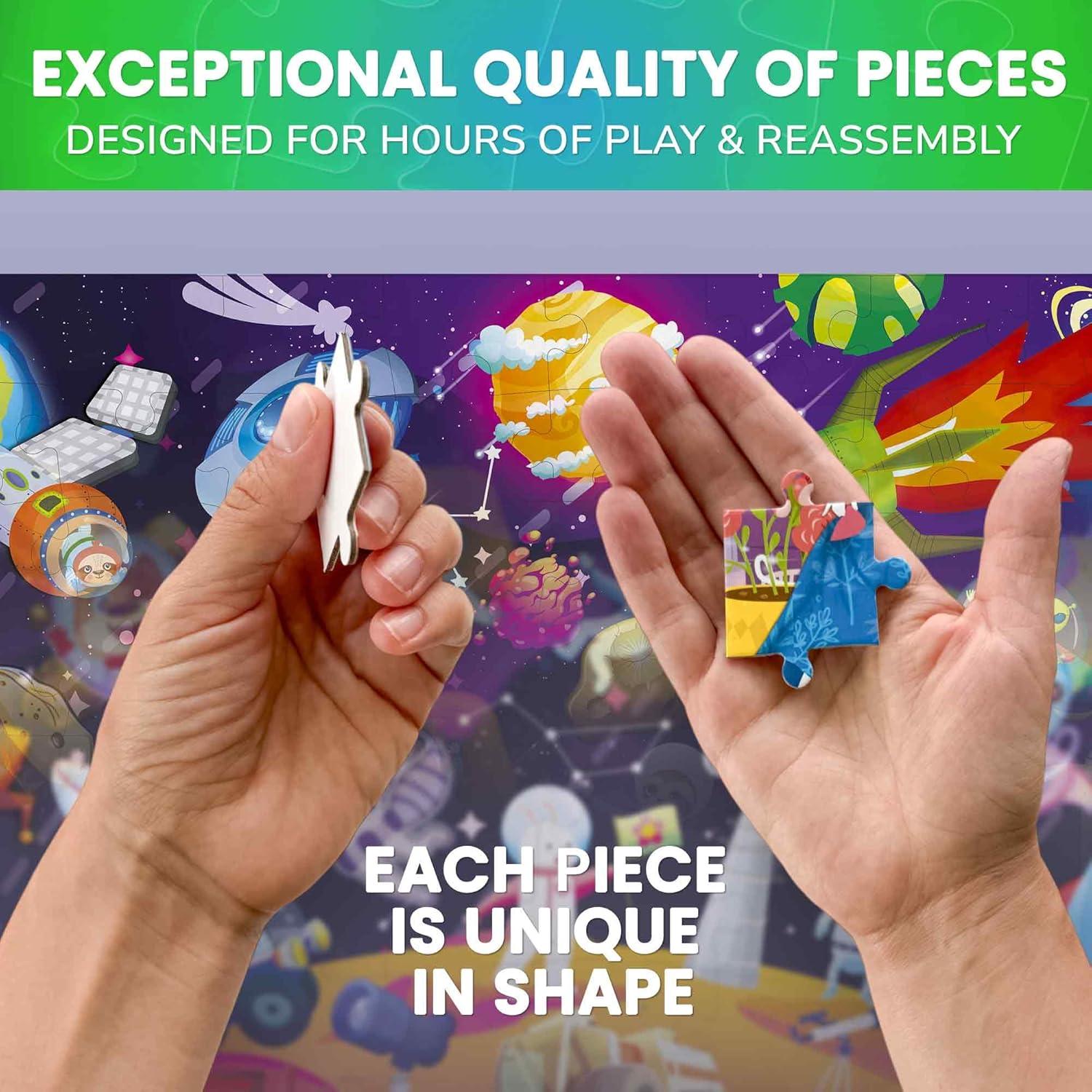 Rompecabezas Brillantes QUOKKA 4x100 Piezas Dinosaurios y Espacio