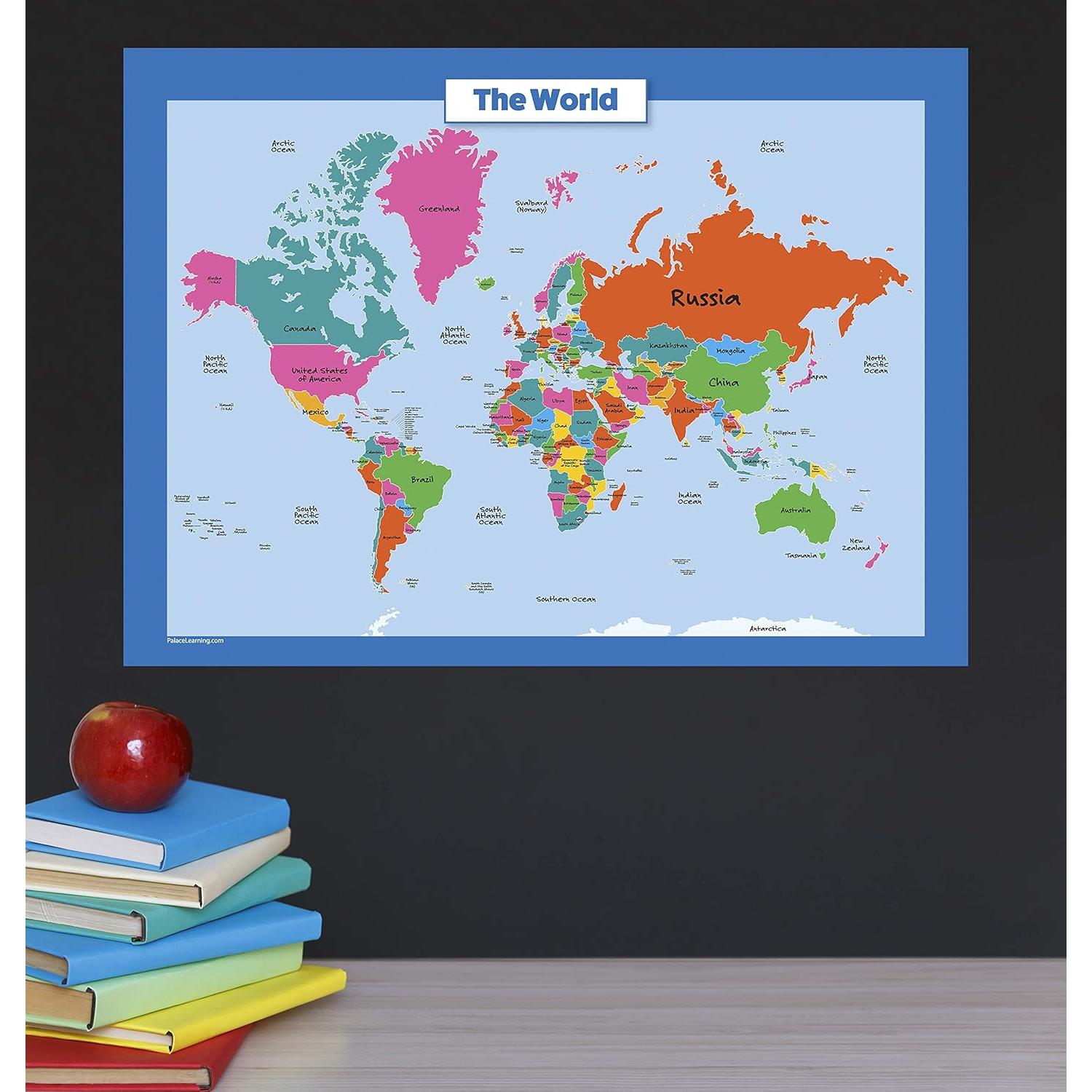 Mapa del Mundo Laminado para Niños Palace Learning 45 x 61 cm