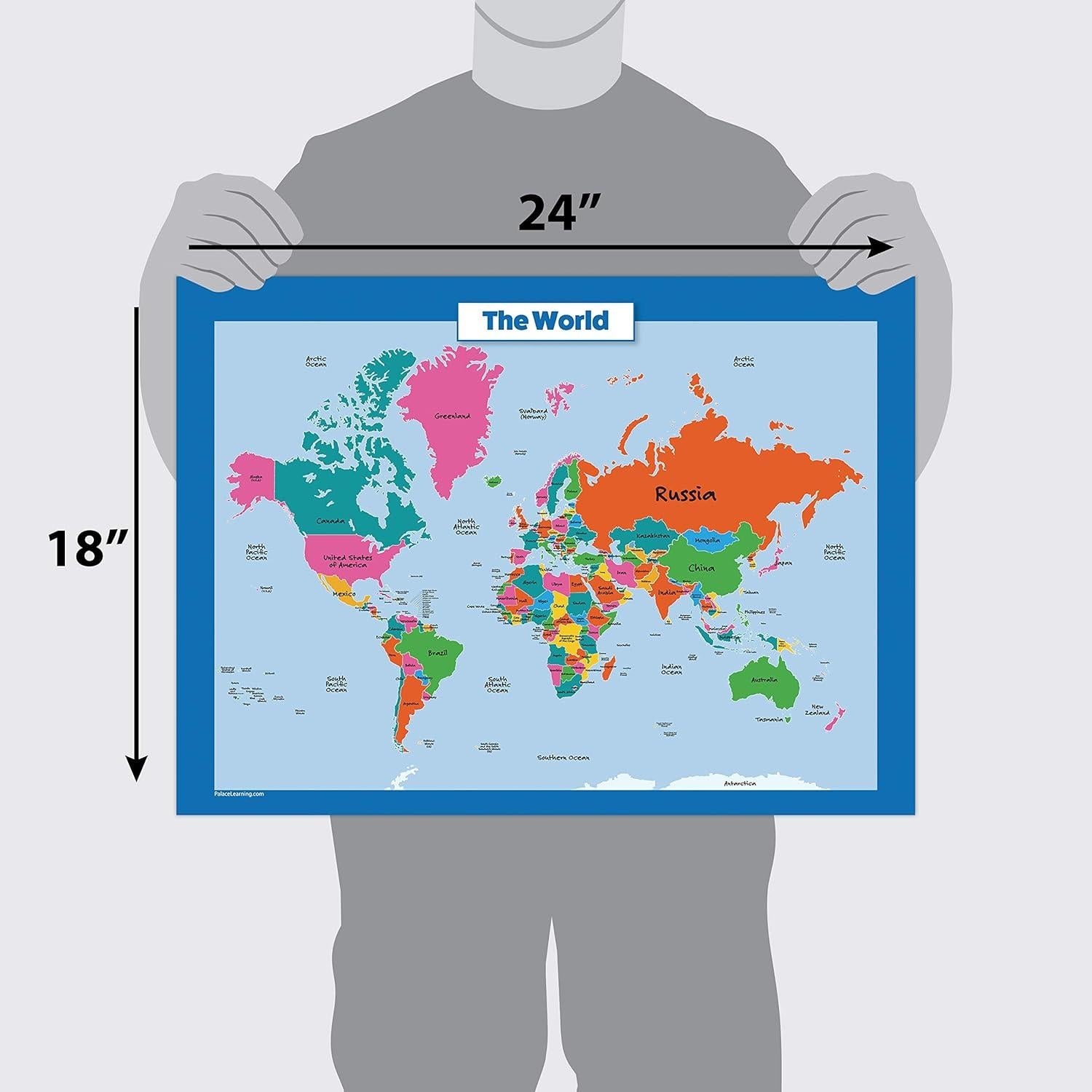 Mapa del Mundo Laminado para Niños Palace Learning 45 x 61 cm