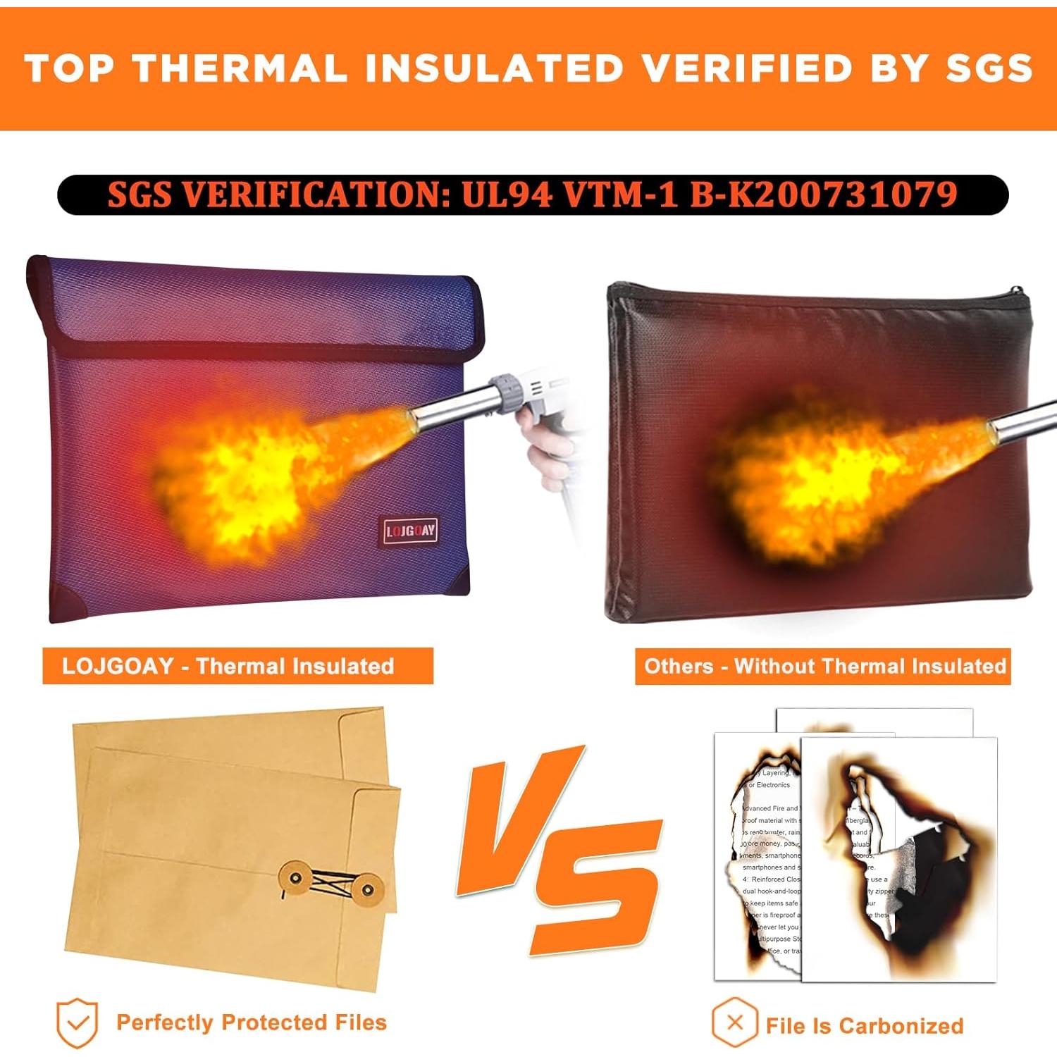 Bolsa Documentos Ignífuga LOJ 27.9x19.6cm Impermeable