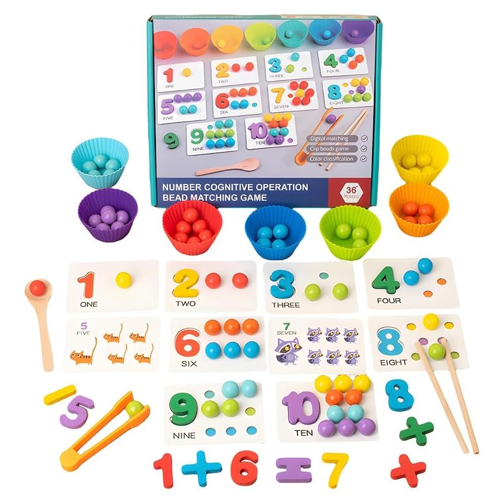 Juego de Matemáticas Montessori de Madera para Niños 2-6 Años
