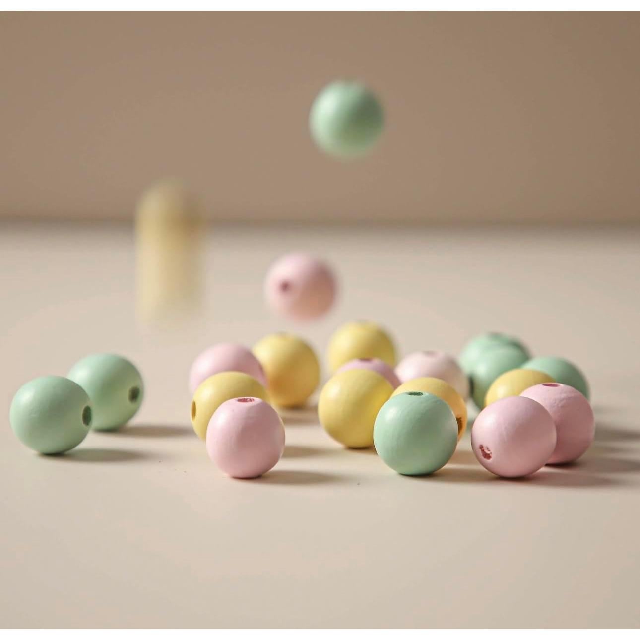 Ábaco de Arcoíris de Madera con Perlas Pastel 15x5x12cm