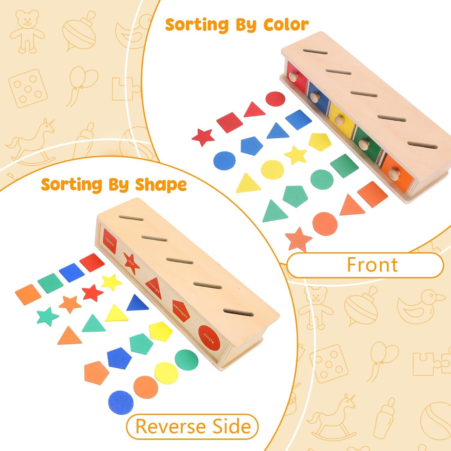 Juguete Montessori de Madera NIUEVLRS para Clasificación de Colores y Formas