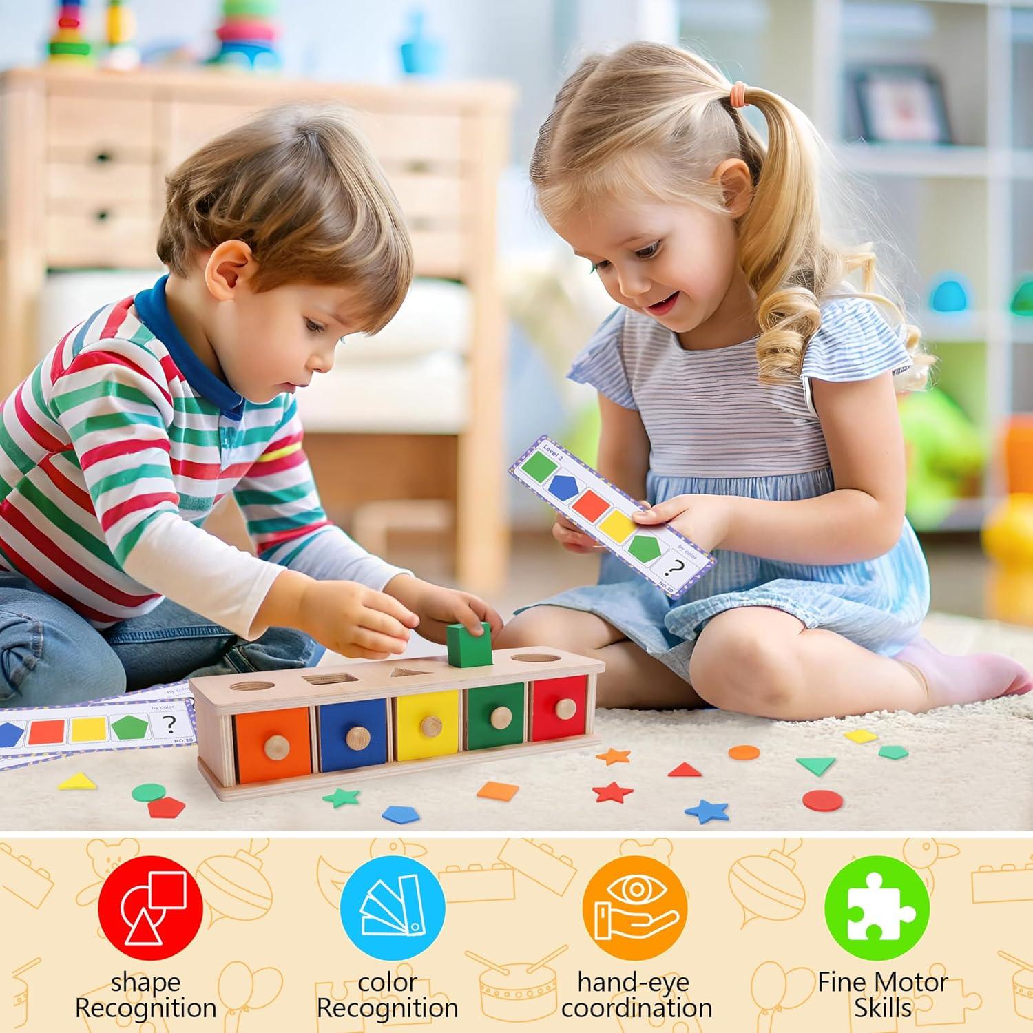 Juguete Montessori de Madera NIUEVLRS para Clasificación de Colores y Formas