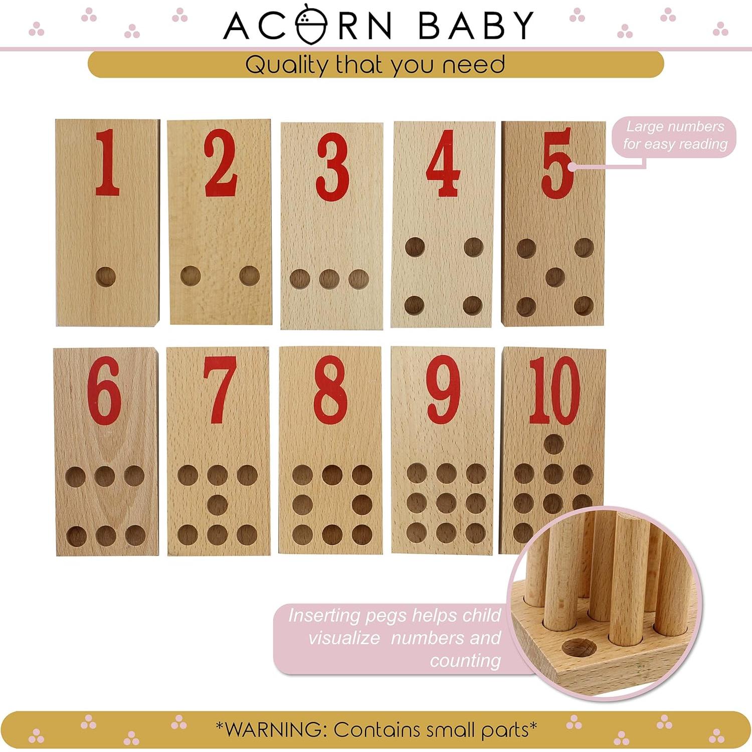Juego de Rompecabezas de Madera Acorn Baby - Números y Clavos