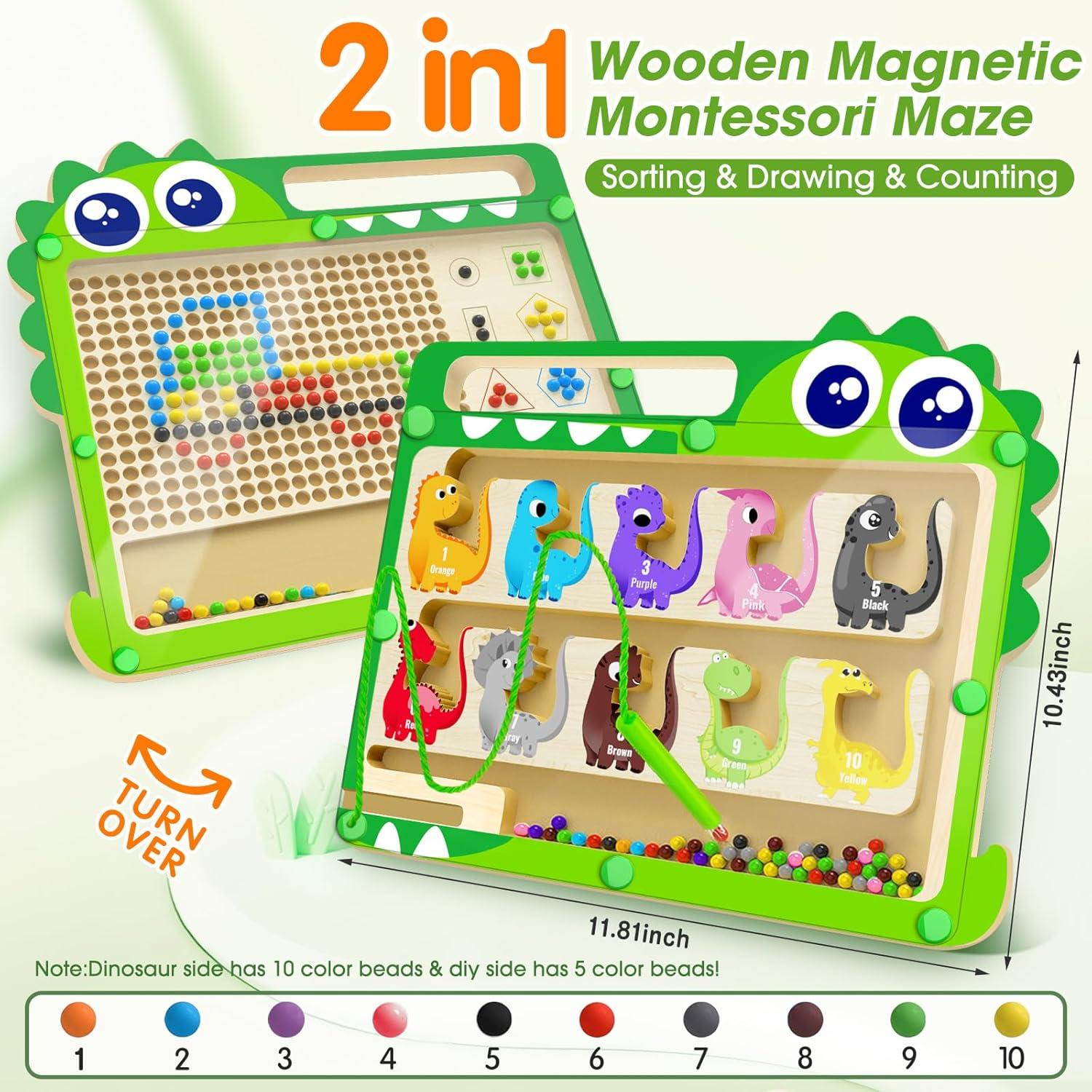 Tablero Educativo Magnético 2-en-1 FunMission con Dinosaurios