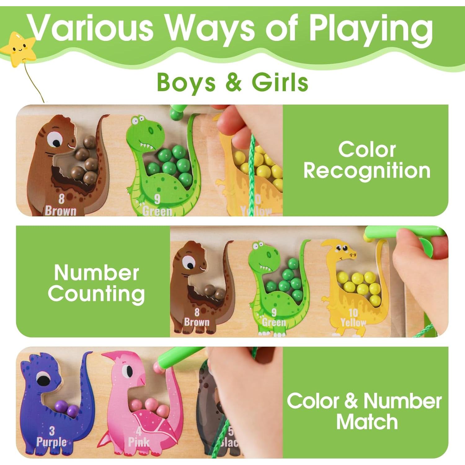 Tablero Educativo Magnético 2-en-1 FunMission con Dinosaurios