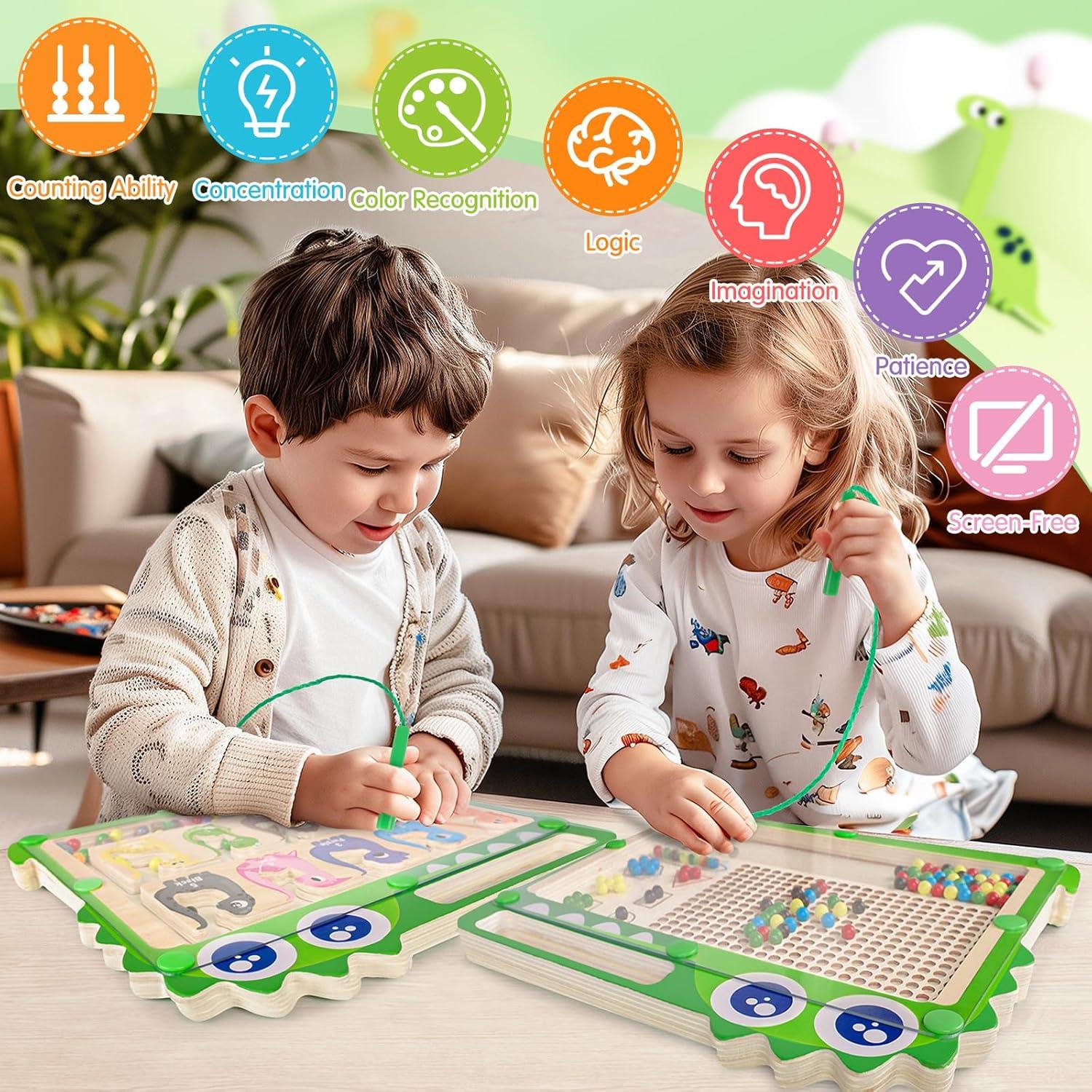 Tablero Educativo Magnético 2-en-1 FunMission con Dinosaurios