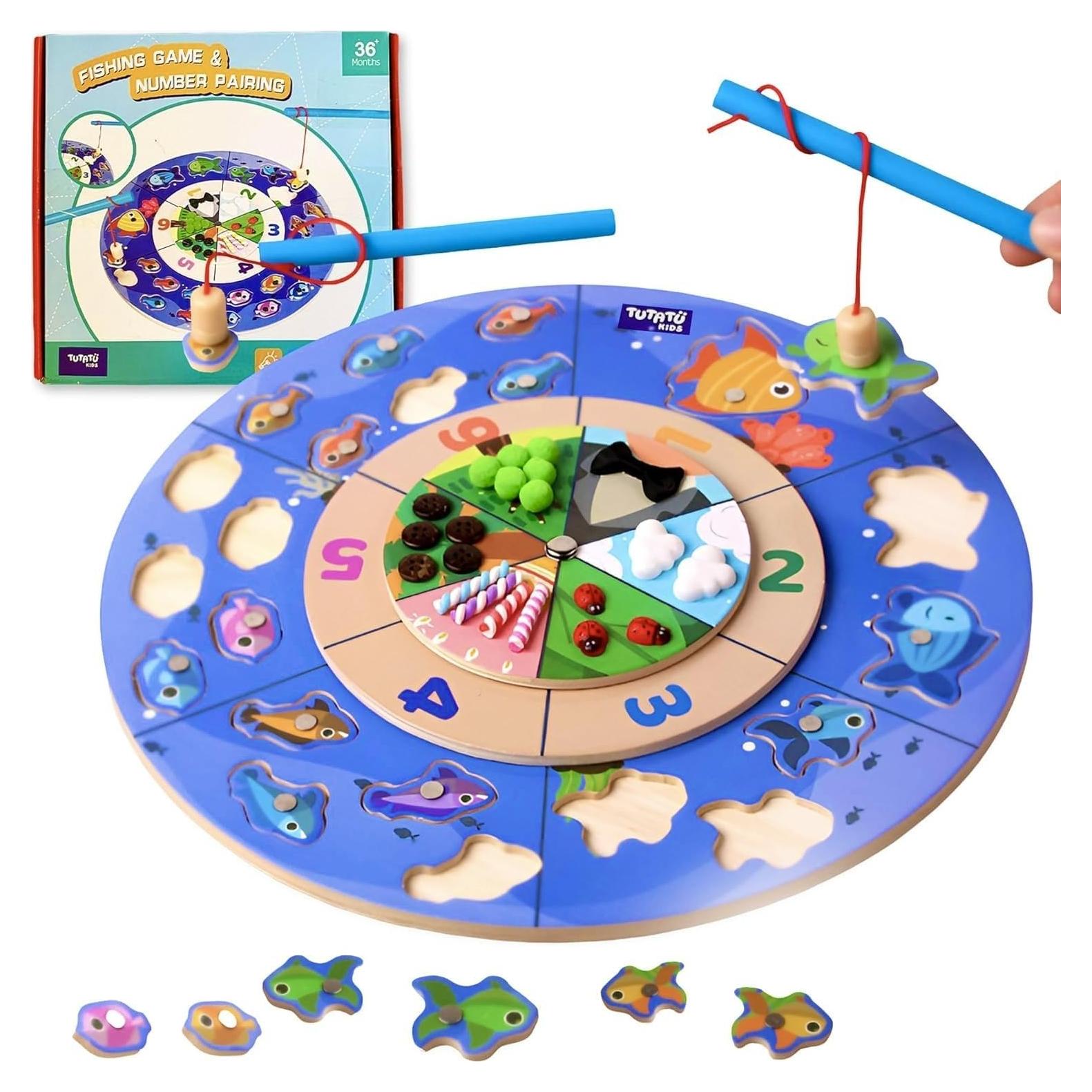 Juego de Pesca Magnético de Madera TUTATU para Niños 3-7 Años