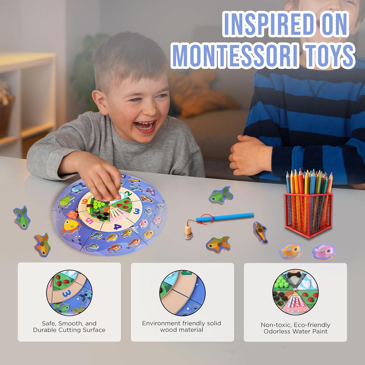 Juego de Pesca Magnético de Madera TUTATU para Niños 3-7 Años