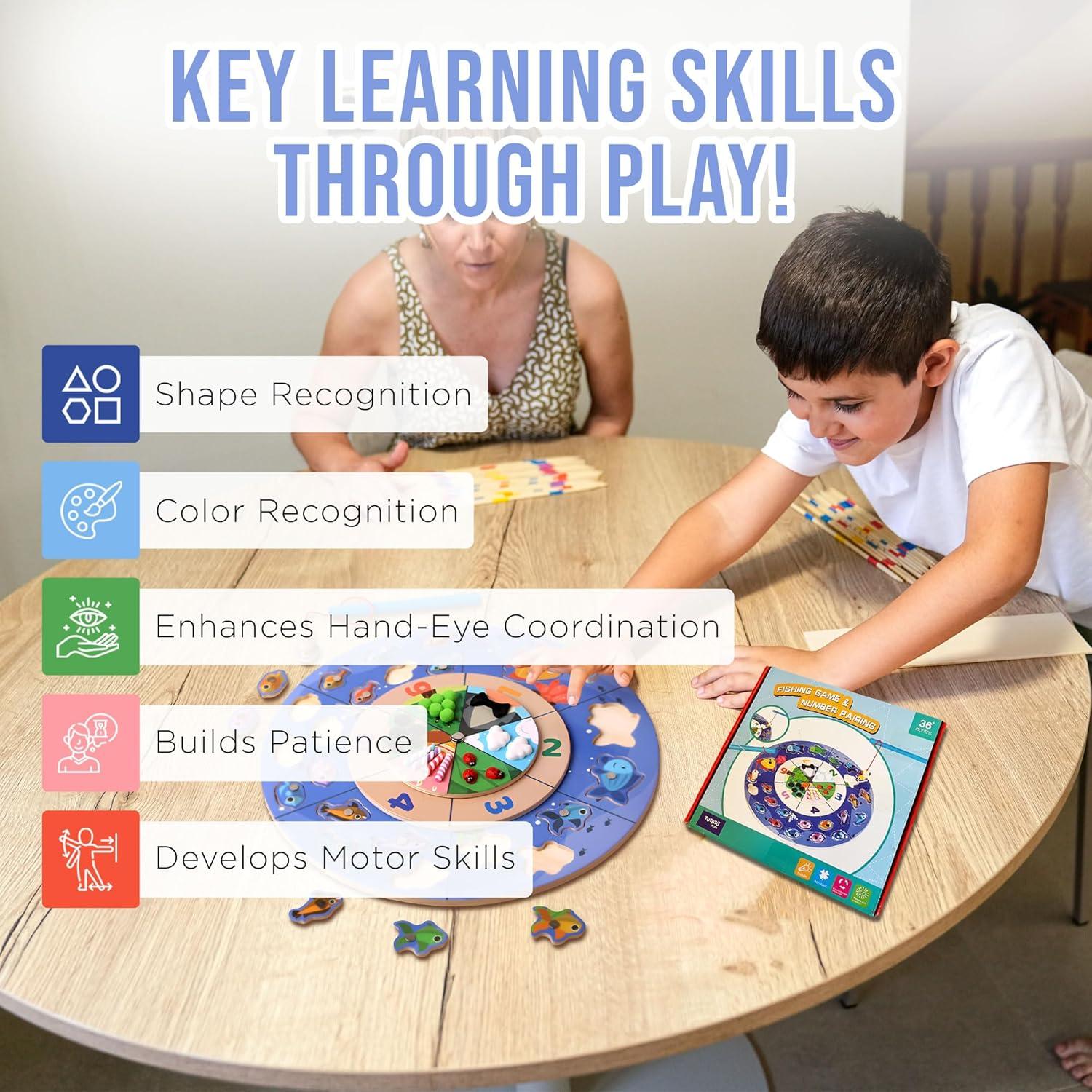 Juego de Pesca Magnético de Madera TUTATU para Niños 3-7 Años