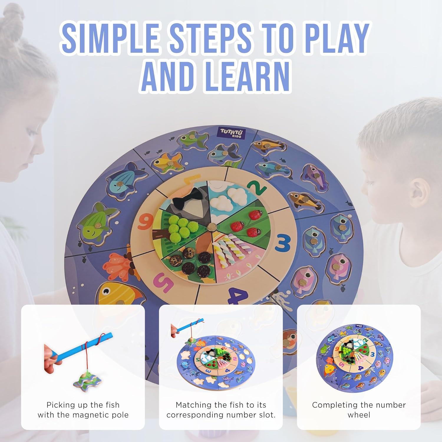 Juego de Pesca Magnético de Madera TUTATU para Niños 3-7 Años