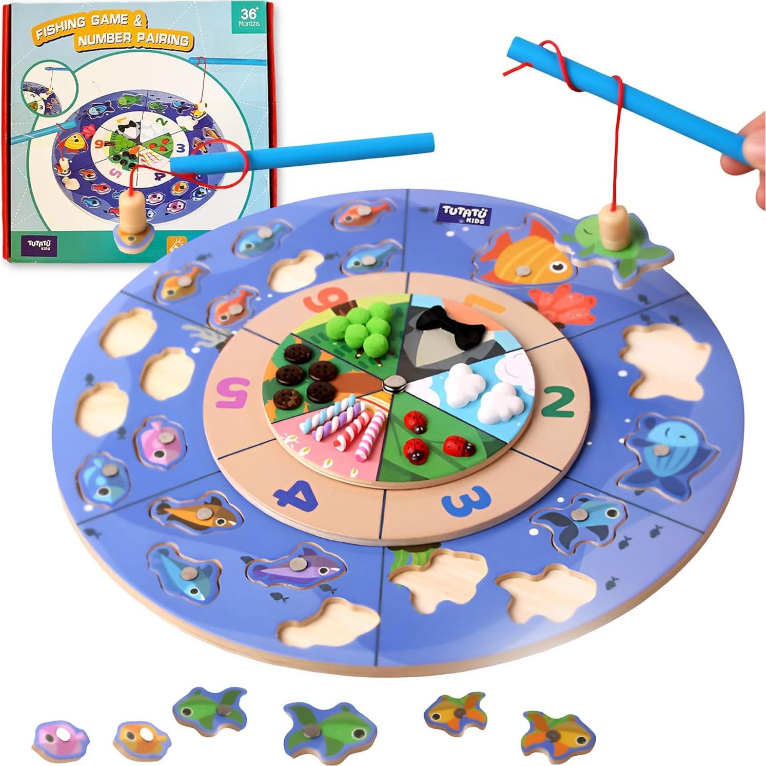 Juego de Pesca Magnético de Madera TUTATU para Niños 3-7 Años