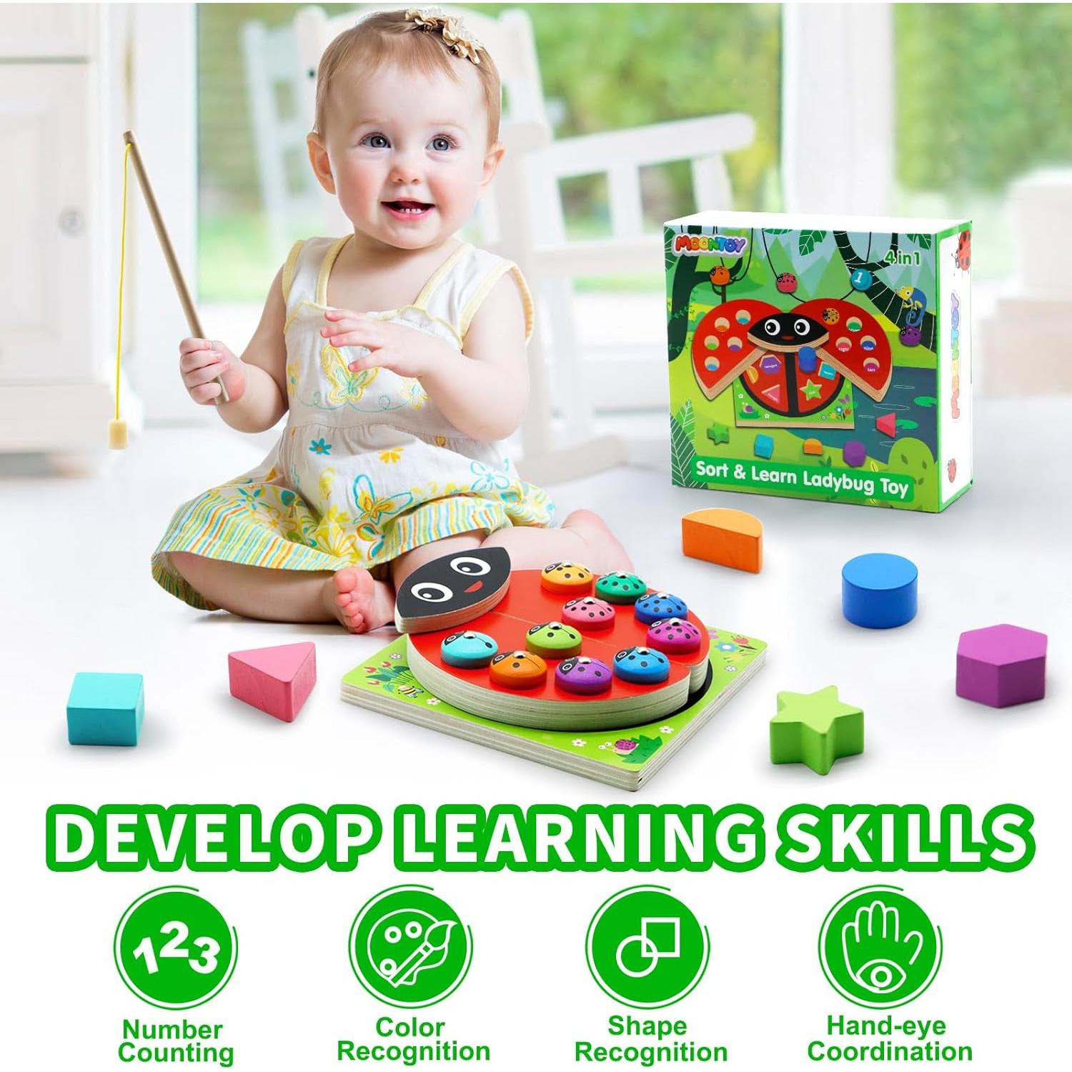 Juguetes Montessori de Madera MOONTOY para Niños 1-4 Años