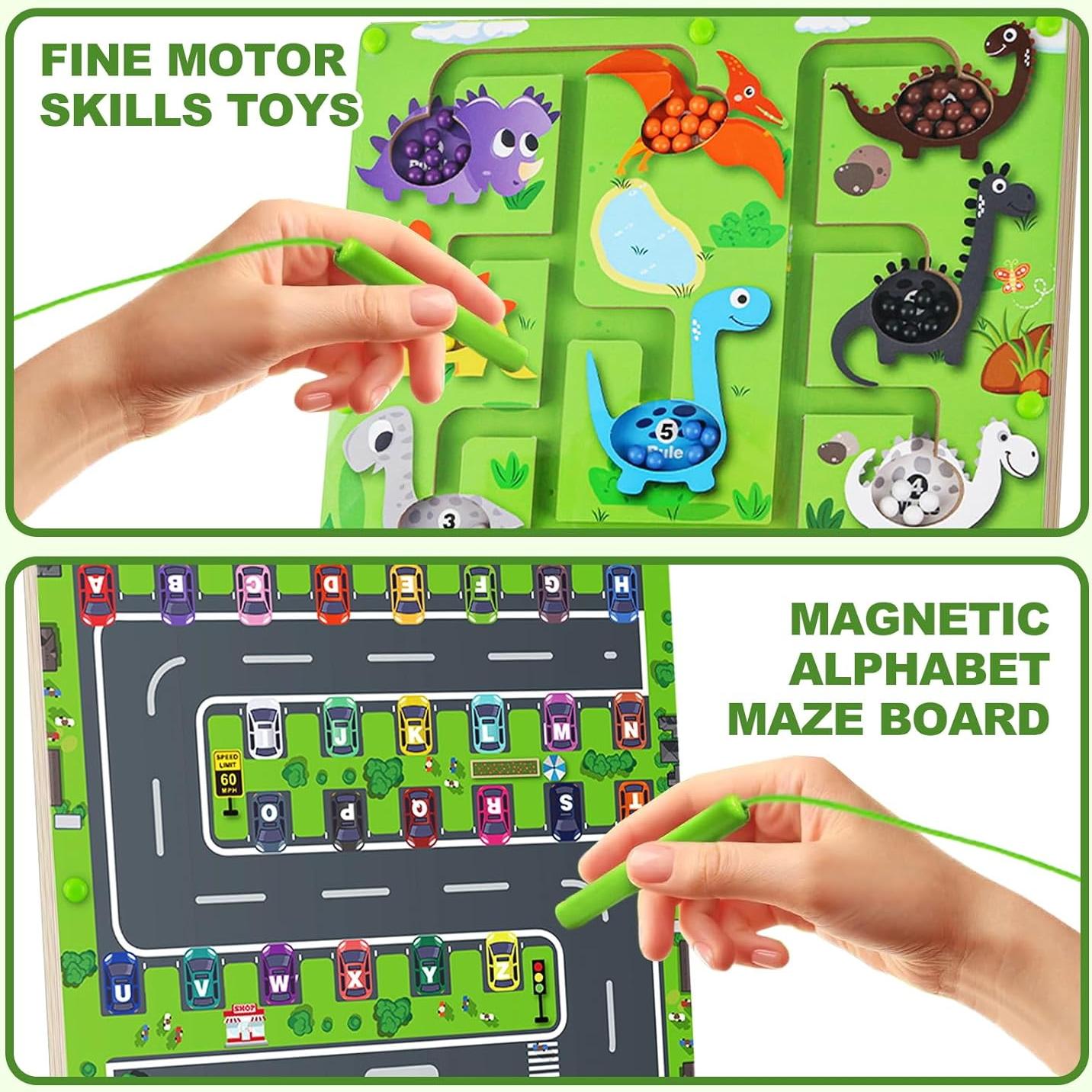 Rompecabezas de Madera Montessori 2 en 1 Laberinto Magnético