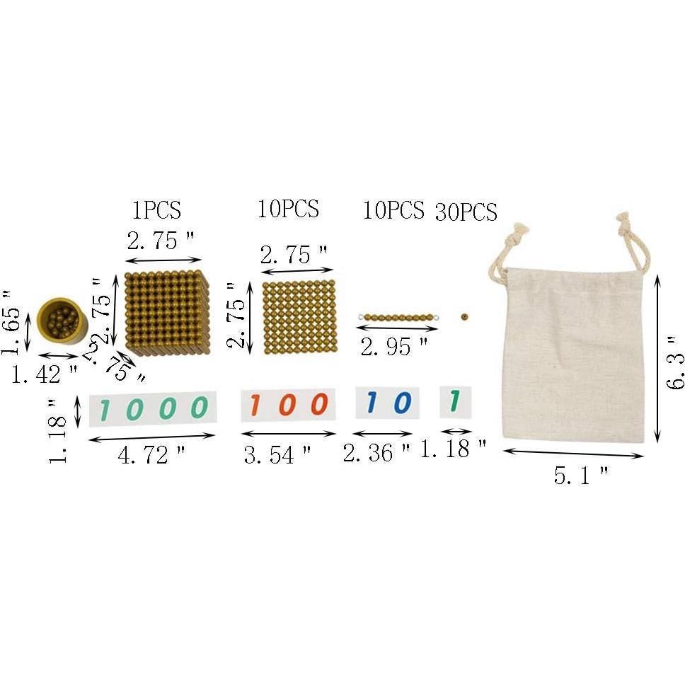 Juego de Matemáticas Montessori Kghios con Bolas Doradas
