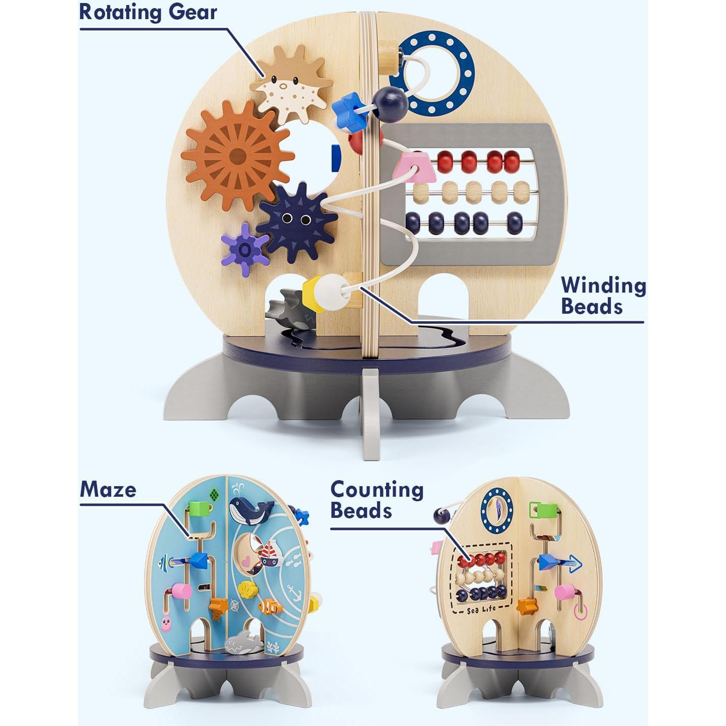 Tablero Ocupado de Madera Océano RRIBOUDWAN 23.9cm para Bebés