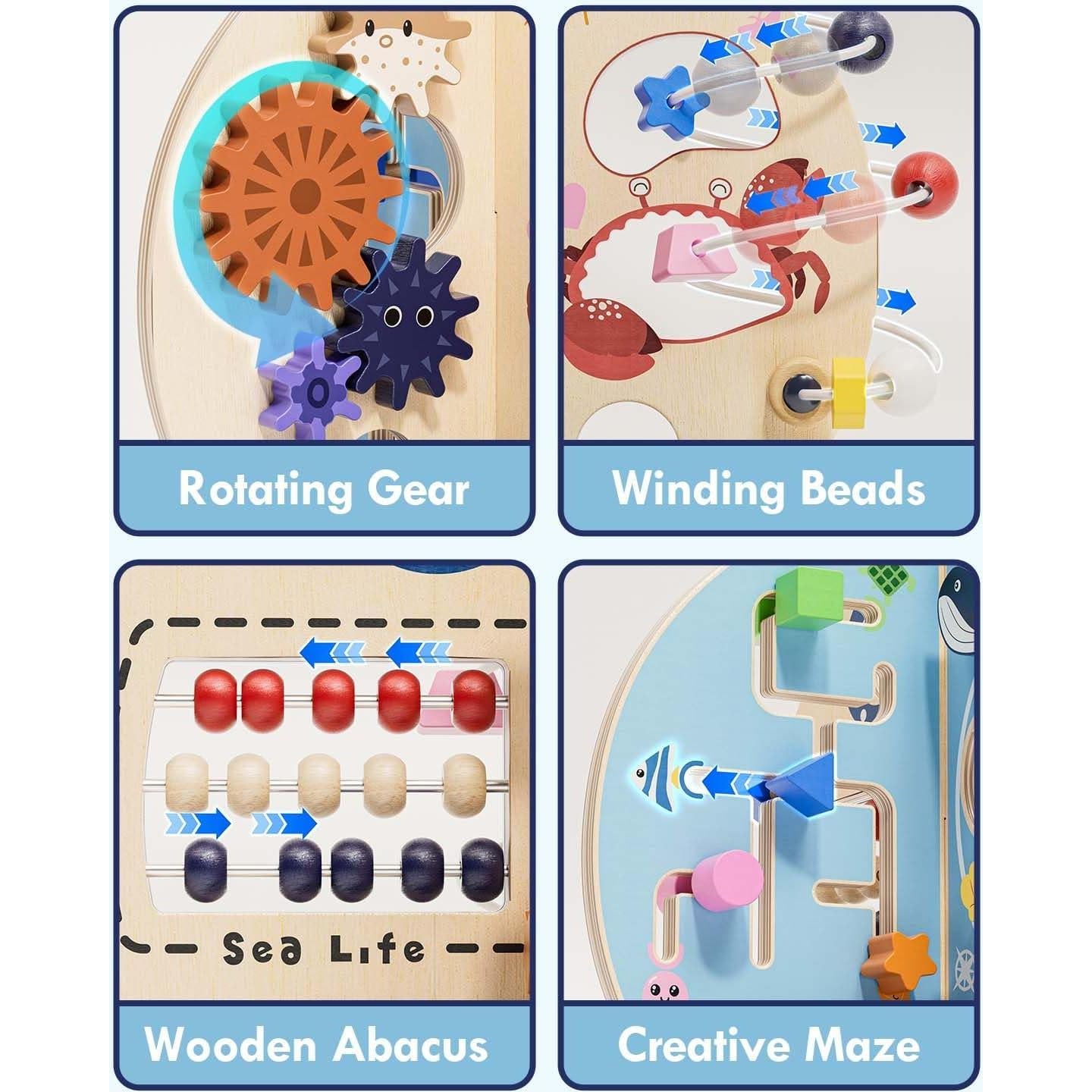 Tablero Ocupado de Madera Océano RRIBOUDWAN 23.9cm para Bebés