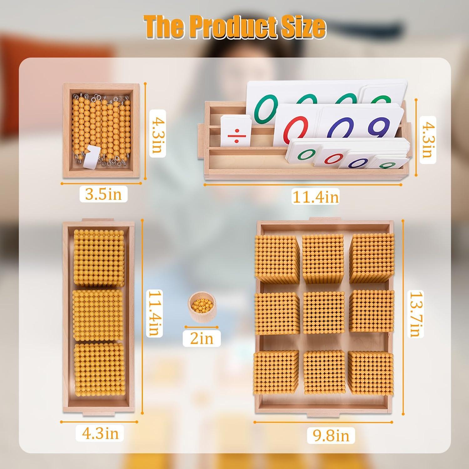 Juego de Perlas Doradas Montessori WodGod con Alfombra Suave