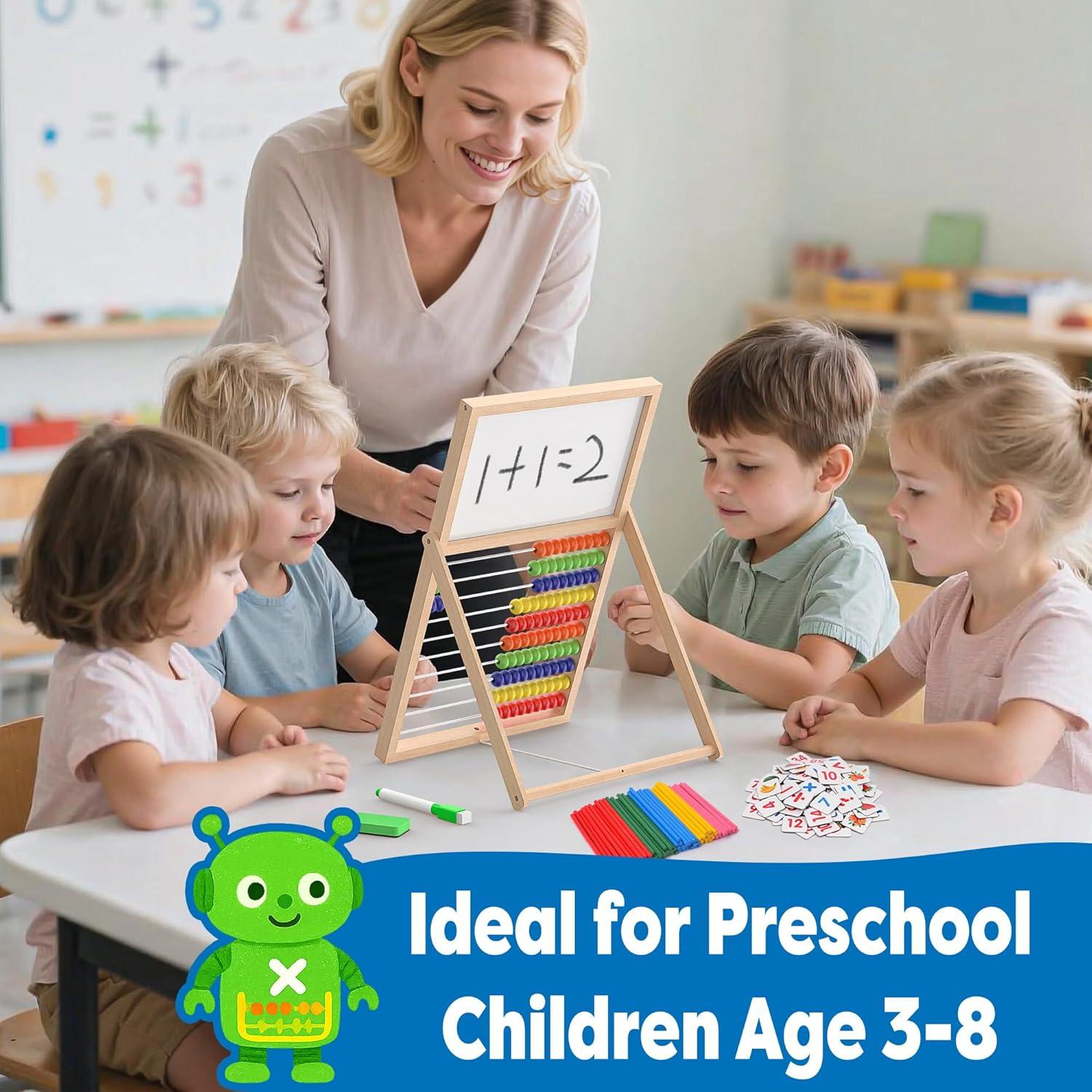 Ábaco de Madera Gotoofun con Pizarra Doble Cara y Accesorios