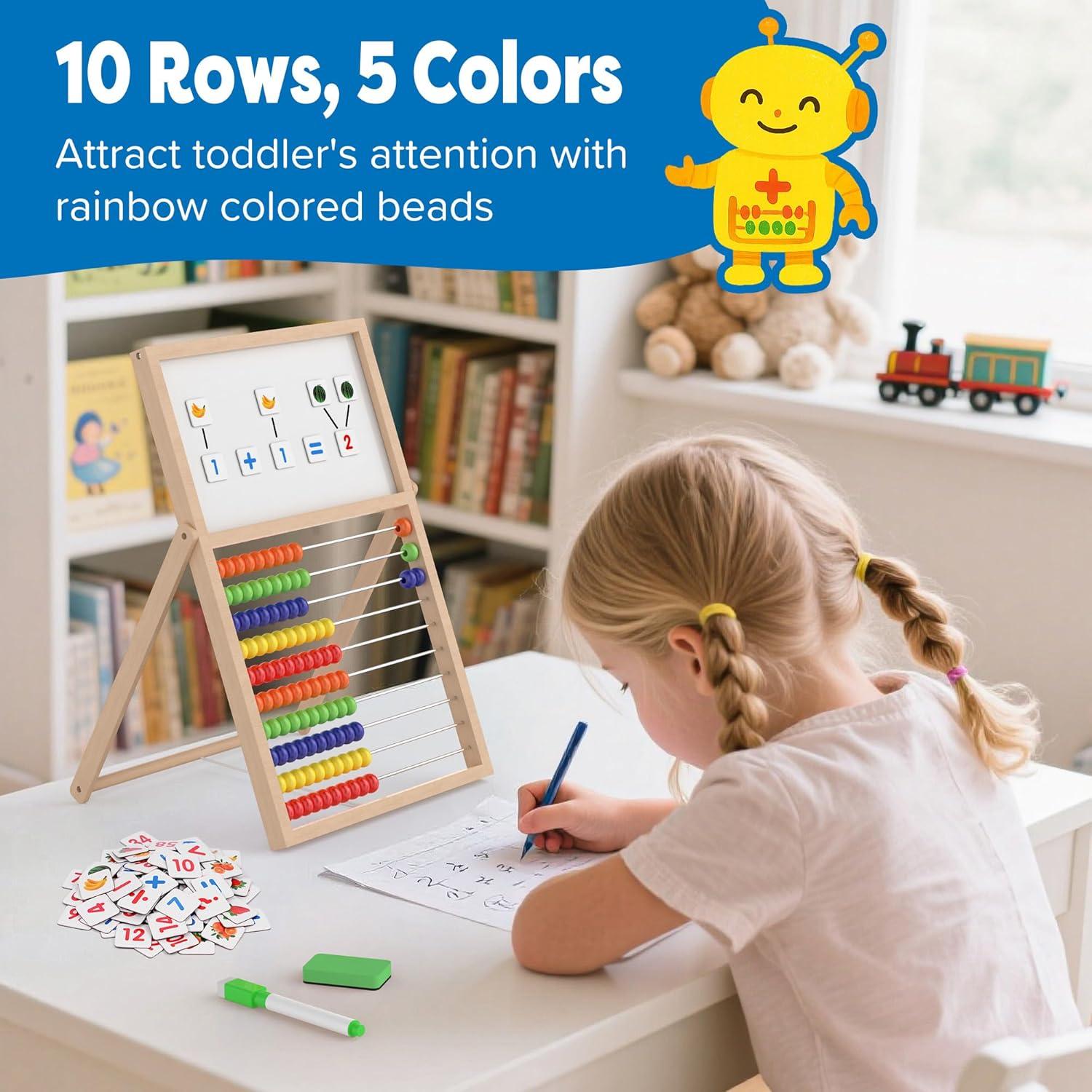 Ábaco de Madera Gotoofun con Pizarra Doble Cara y Accesorios