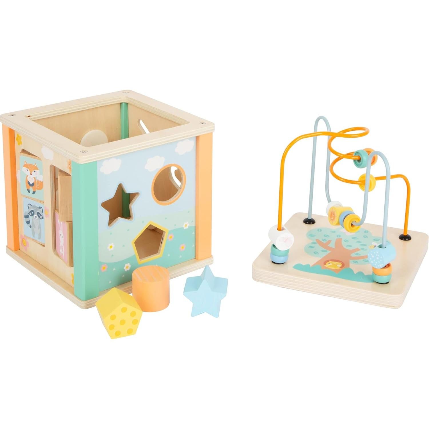 Cubo de Actividades de Madera Pastel Small Foot 19x17x18 cm