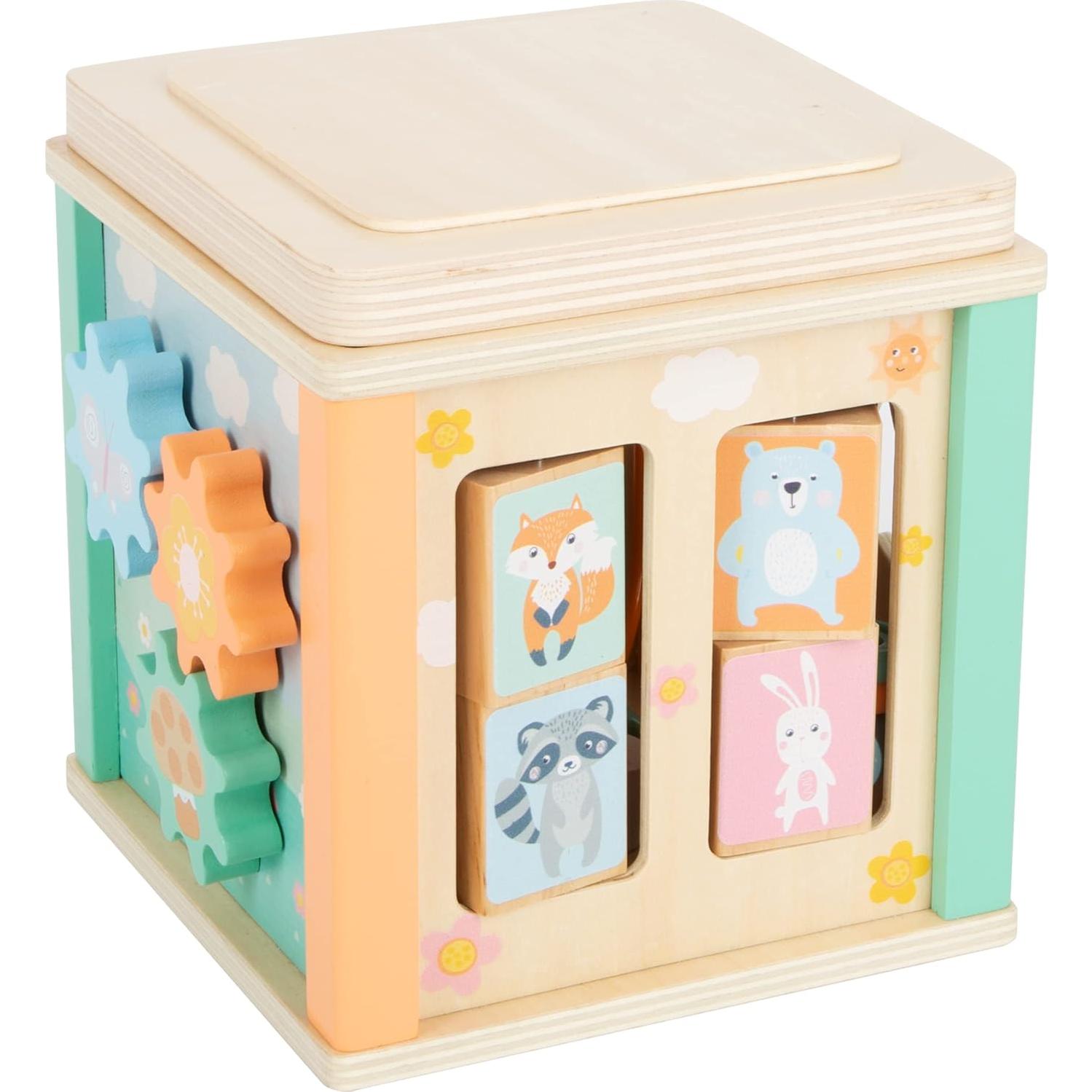 Cubo de Actividades de Madera Pastel Small Foot 19x17x18 cm