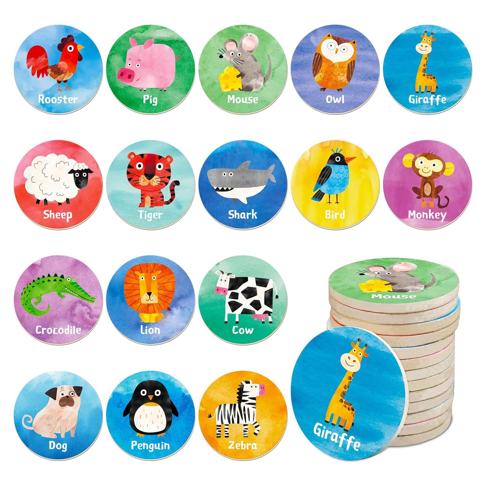 Juego de Memoria de Madera SpriteGru 32 PZS Animales 5.3 cm