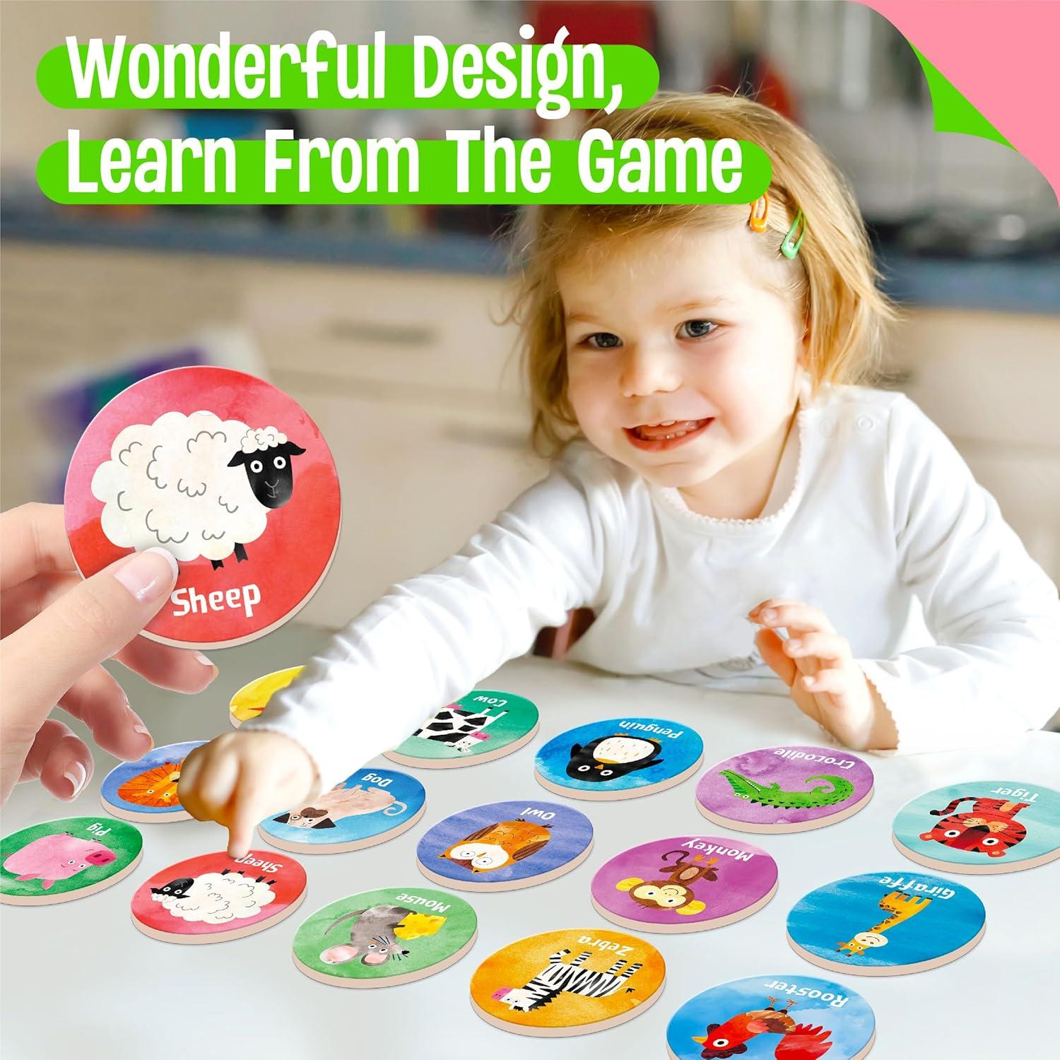 Juego de Memoria de Madera SpriteGru 32 PZS Animales 5.3 cm