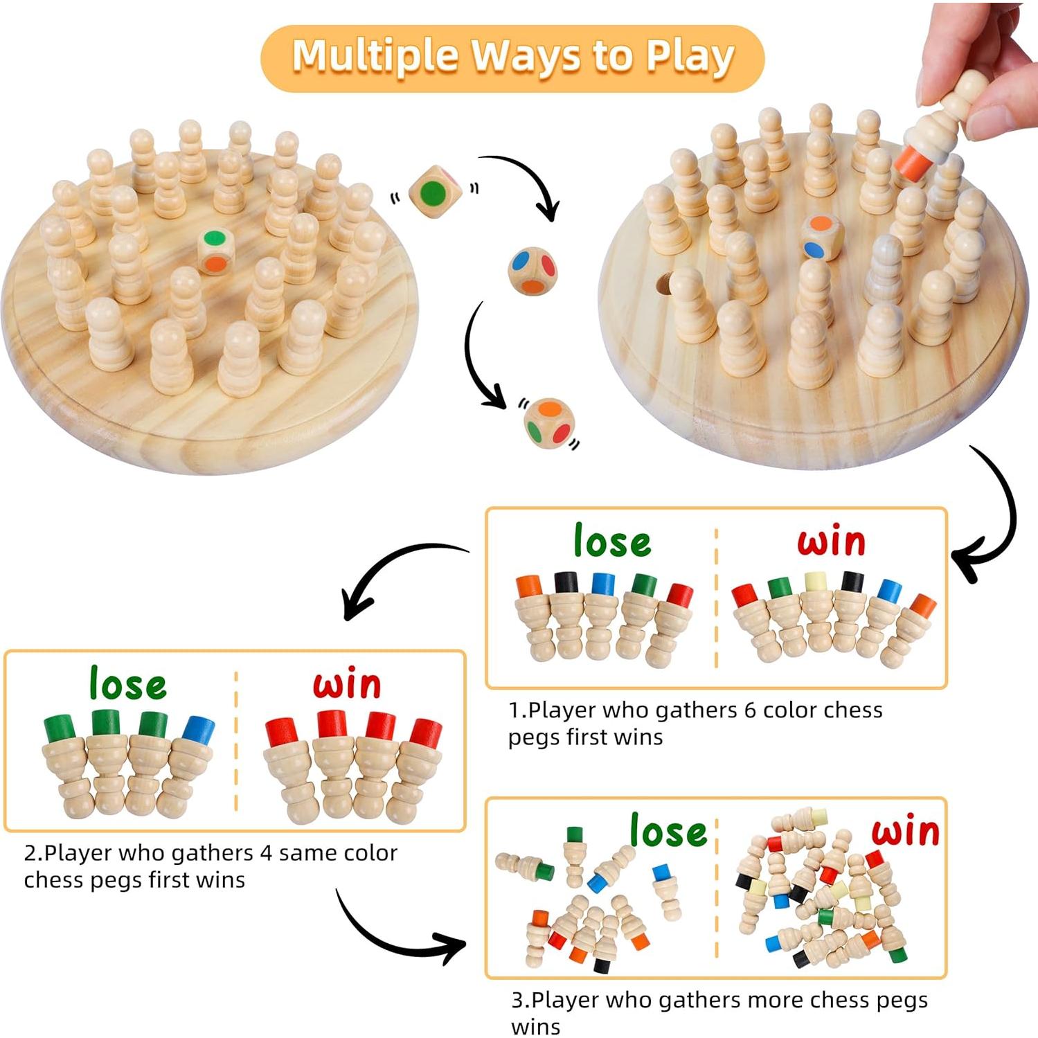 Juego de Ajedrez de Memoria de Madera Gothink 19x19 cm