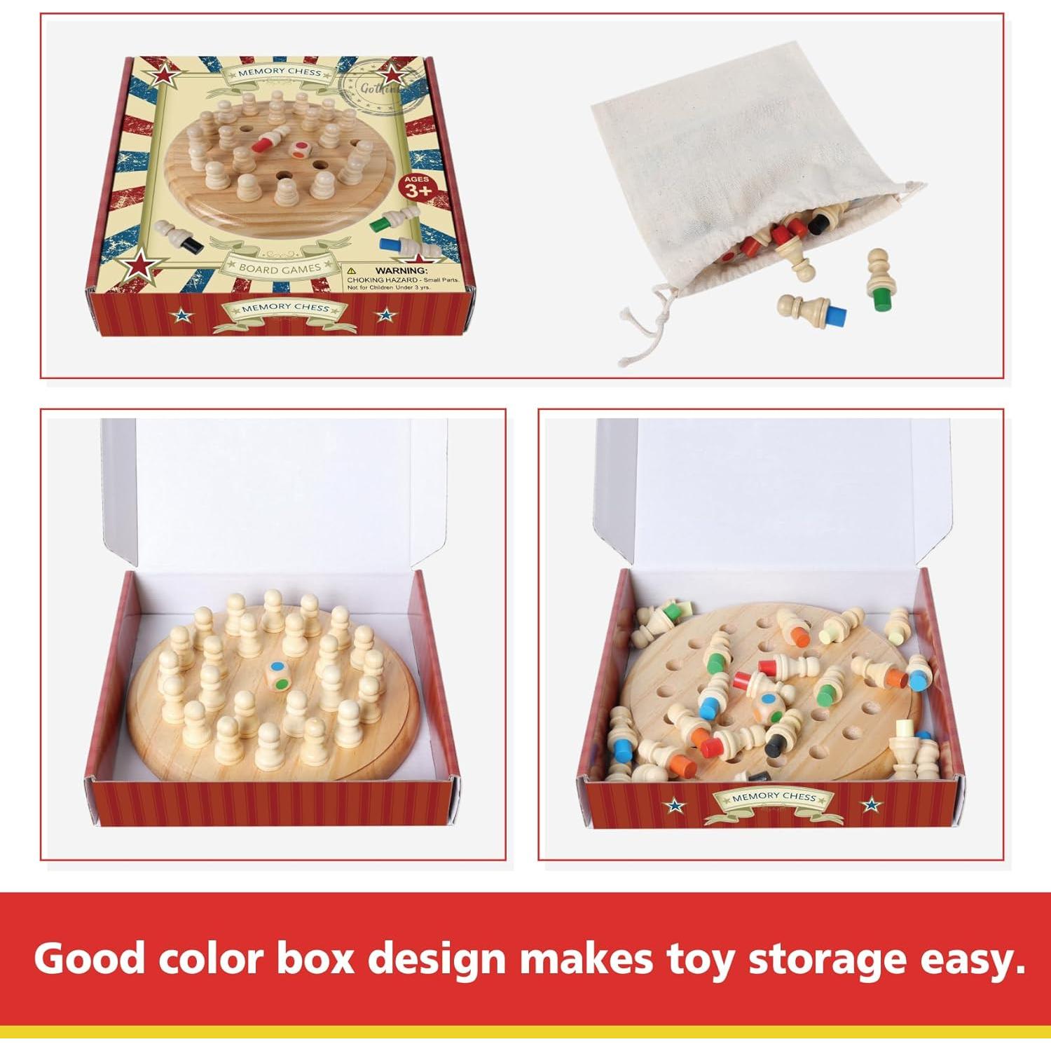 Juego de Ajedrez de Memoria de Madera Gothink 19x19 cm