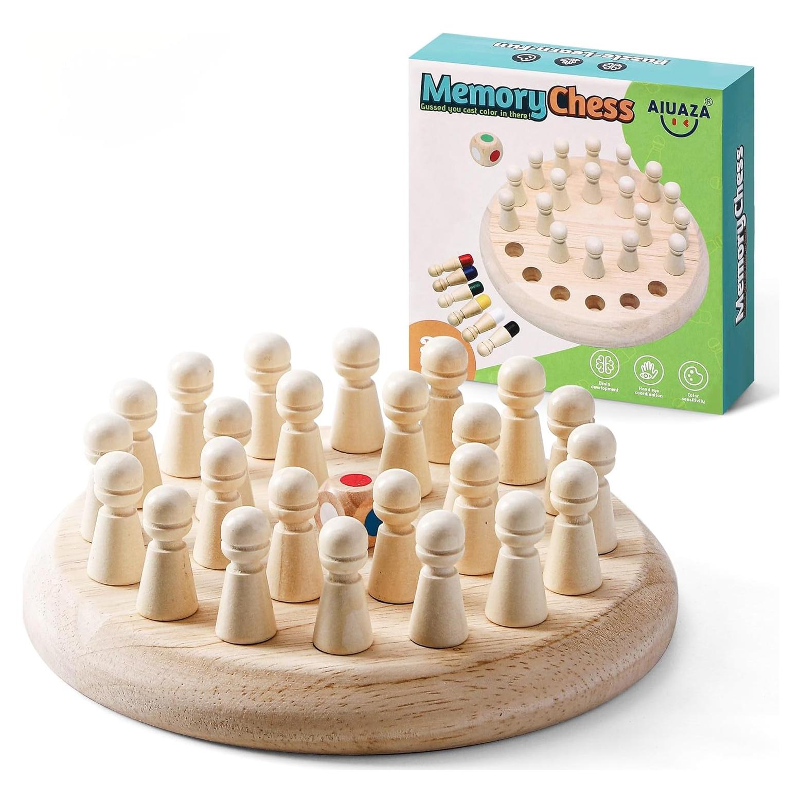 Juego de Memoria Ajedrez de Madera Yunhe 16.9x16.9cm para Niños