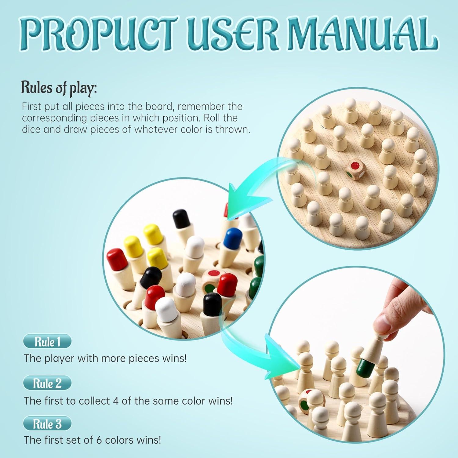 Juego de Memoria Ajedrez de Madera Yunhe 16.9x16.9cm para Niños