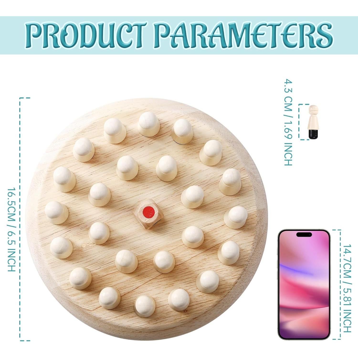 Juego de Memoria Ajedrez de Madera Yunhe 16.9x16.9cm para Niños