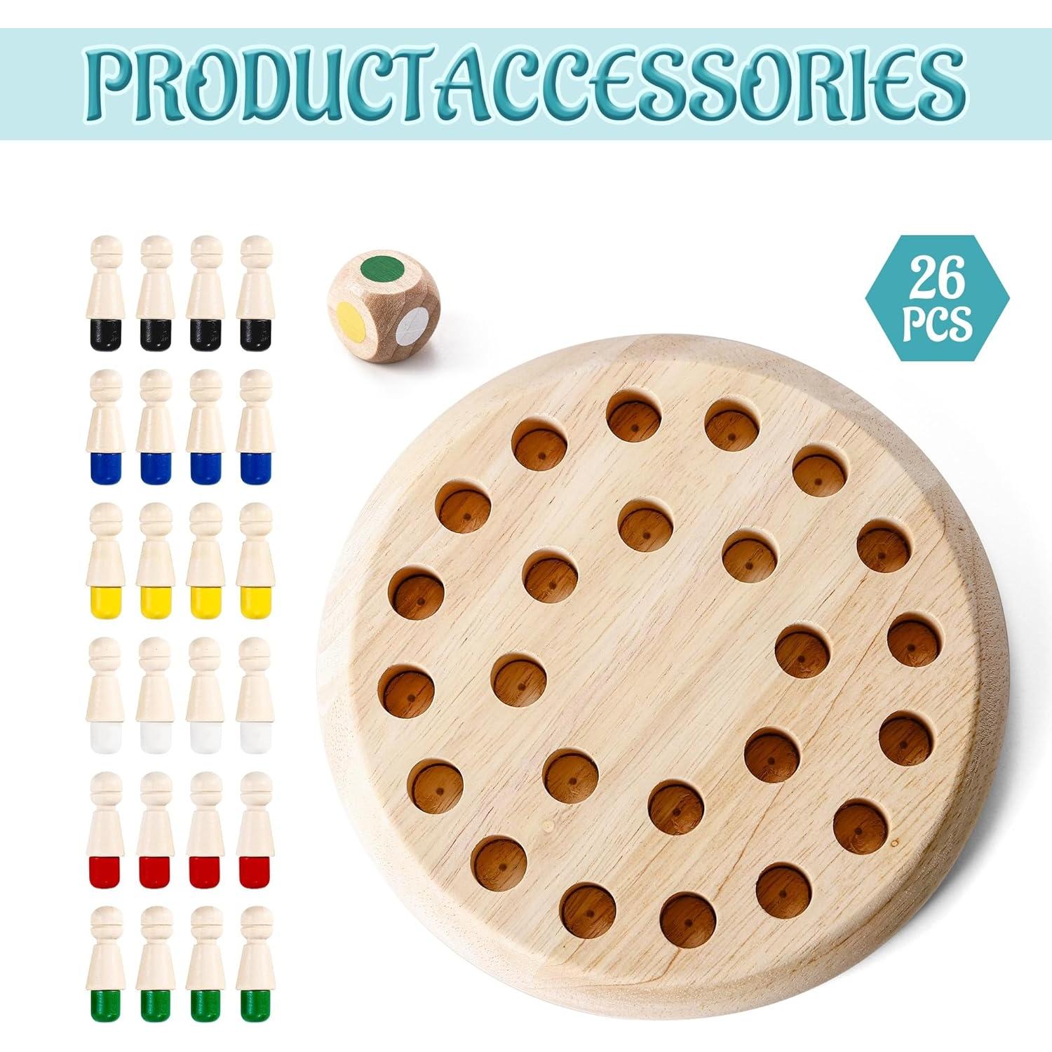 Juego de Memoria Ajedrez de Madera Yunhe 16.9x16.9cm para Niños